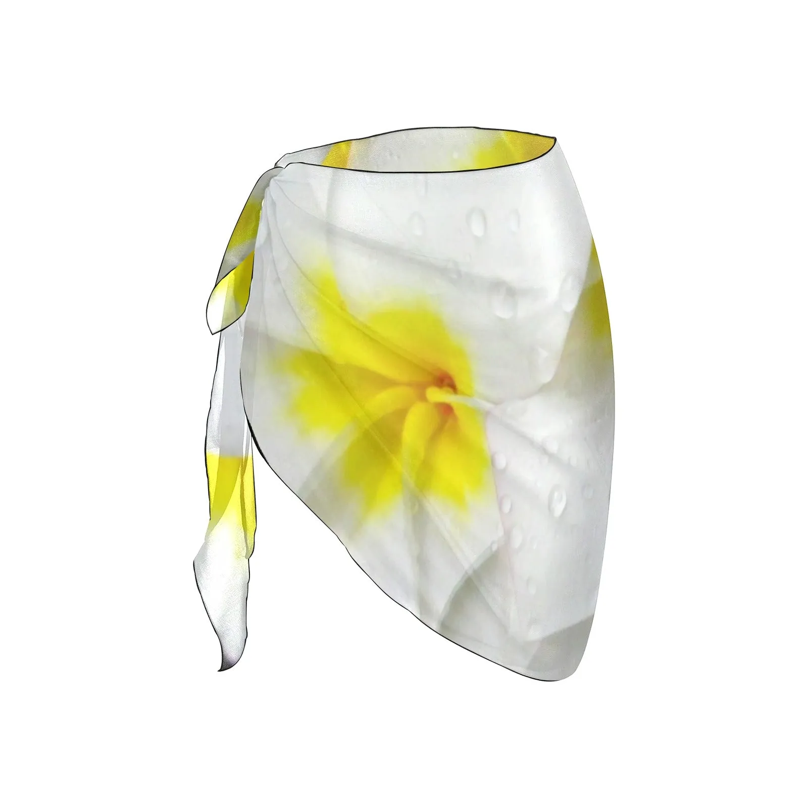 Fresh White Frangipanis Short Chiffon Sarong Wrap up to 5 XL (FWS)