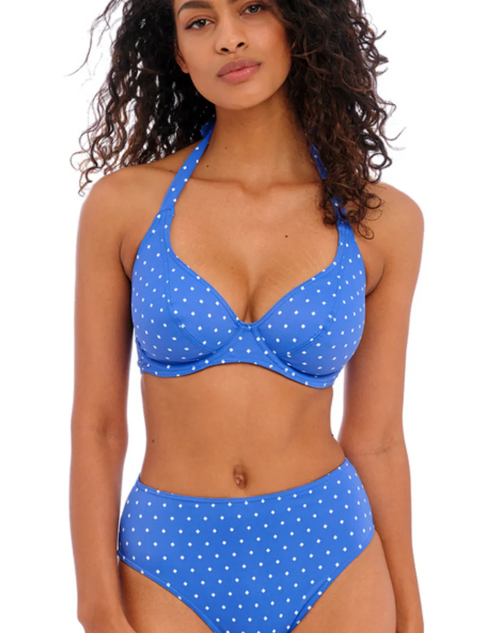 Freya Jewel Cove Underwire Banded Halter Bikini Top, Azure print | Blue Freya Plunge Bikini