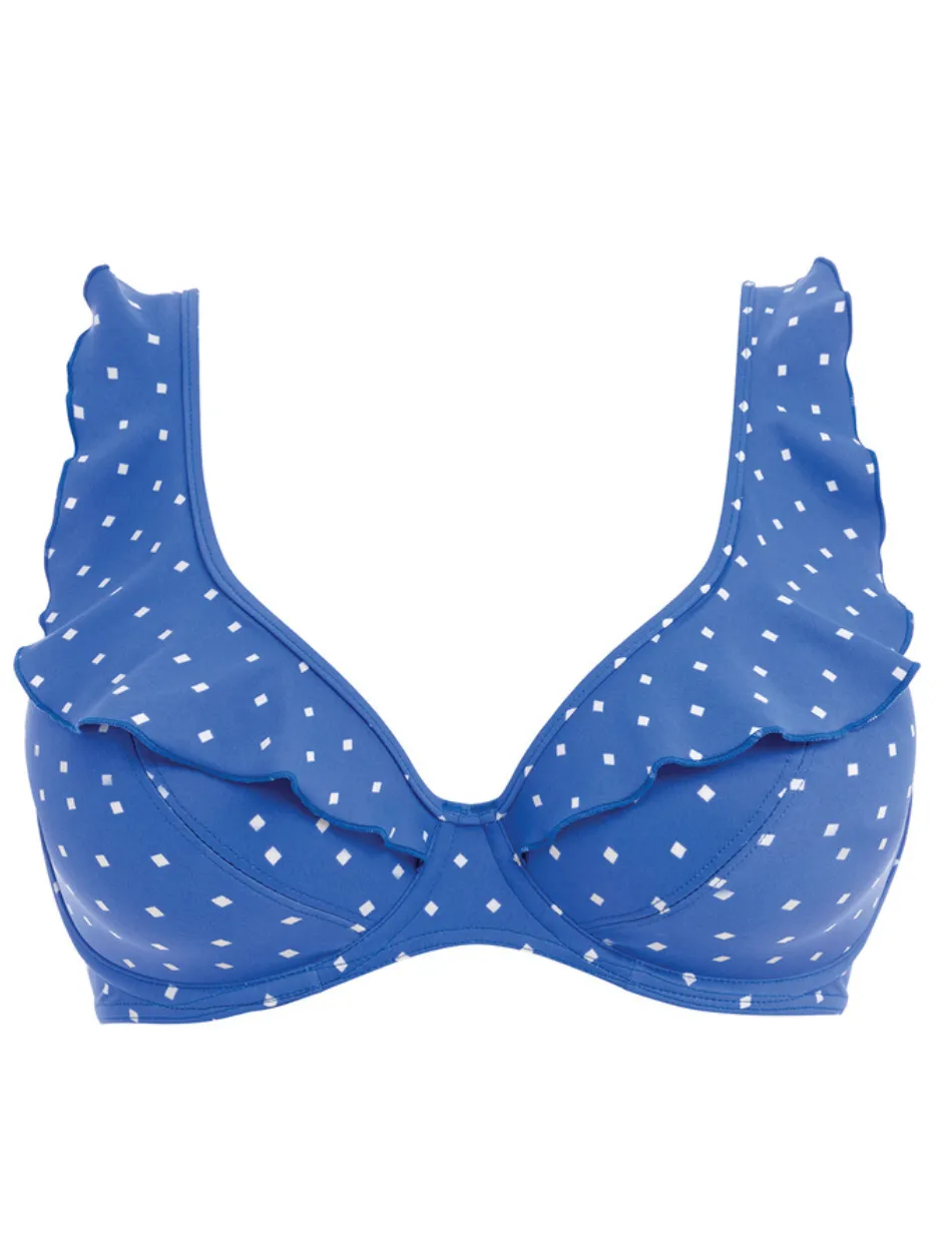 Freya Jewel Cove Underwire High Apex Bikini Top With J Hook, Azure | Blue Bikini Tops