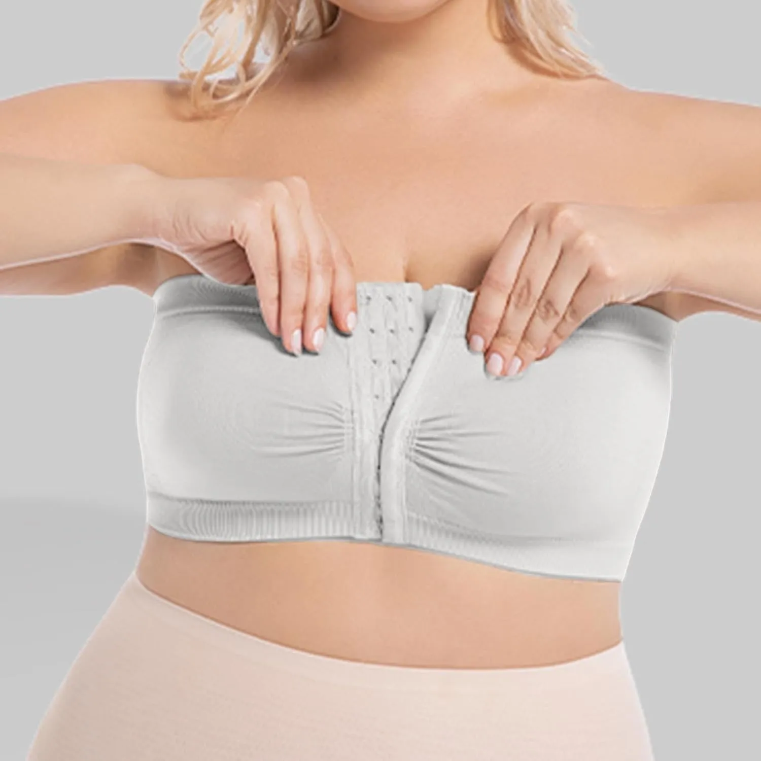 Front Closure Bras for Women Plus Size No Underwire Bandeau Bra Push Up Gathered Beauty Back Everyday Comfort Bralette