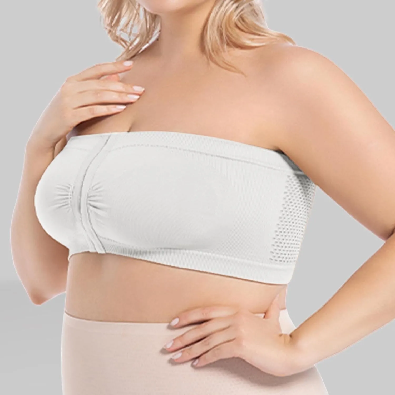 Front Closure Bras for Women Plus Size No Underwire Bandeau Bra Push Up Gathered Beauty Back Everyday Comfort Bralette