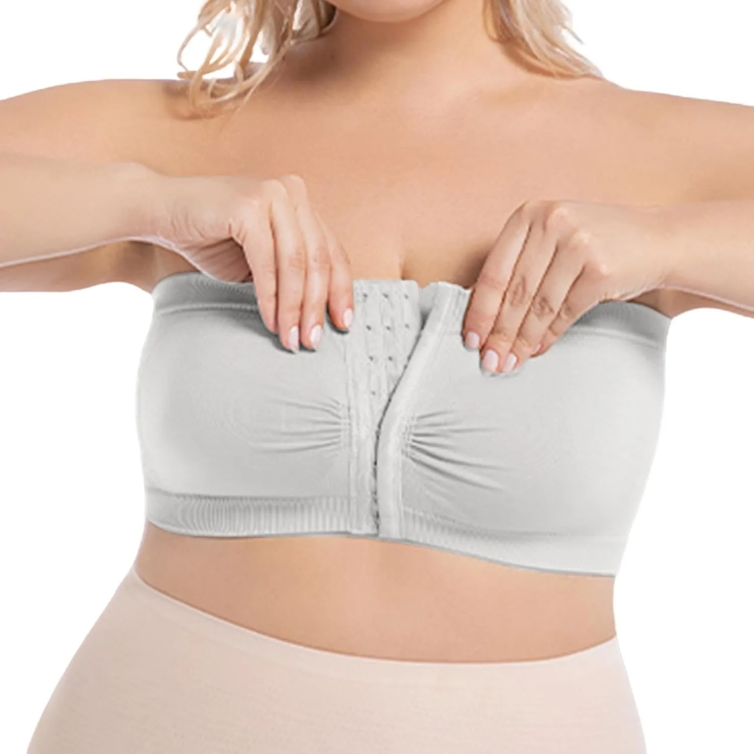 Front Closure Bras for Women Plus Size No Underwire Bandeau Bra Push Up Gathered Beauty Back Everyday Comfort Bralette