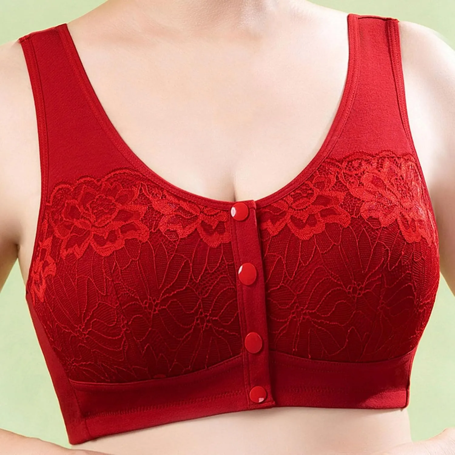 Front Closure Daisy Bras for Women Push Up No Underwire Lace Bras Everyday Breathable Comfortable Soft Sleepwear