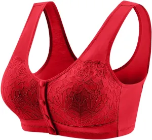 Front Closure Daisy Bras for Women Push Up No Underwire Lace Bras Everyday Breathable Comfortable Soft Sleepwear