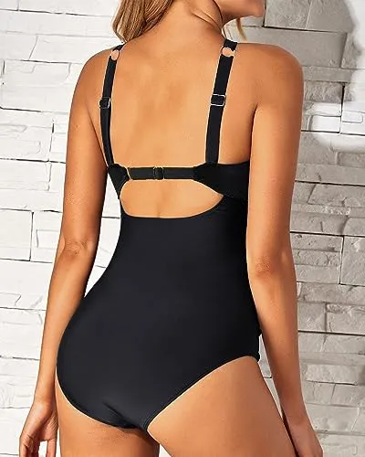 Front Cross Keyhole One Piece Backless Bathing Suits