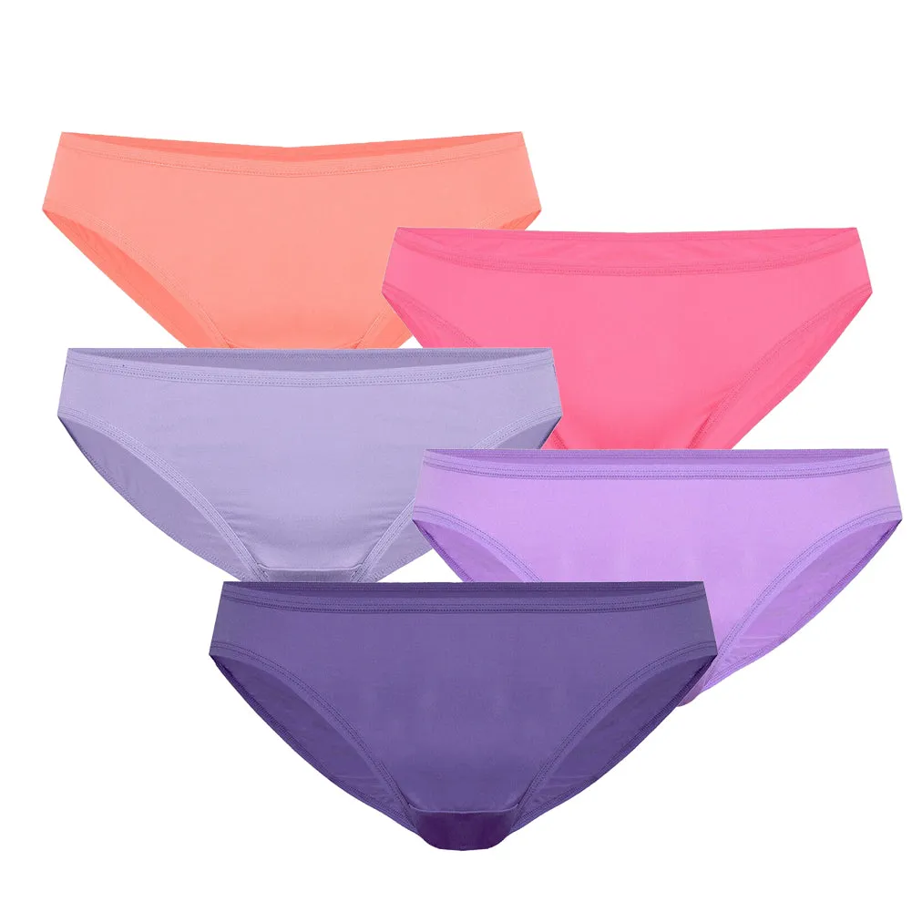 Fruit Of The Loom Ladies 5 Pack Tag Free Microfiber Bikinis