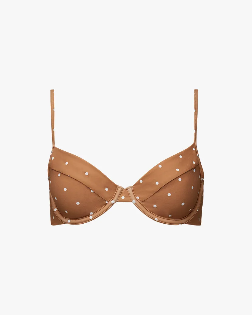 Full Coverage Underwire Micro Polka Dot Bikini Top