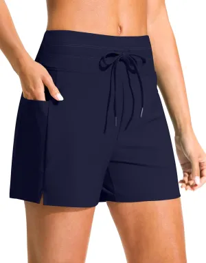 G Gradual Women's 4" High Waisted Swim Board Shorts with Pockets Quick Dry Swimming Swimsuit Bathing Suit Bottoms for Women