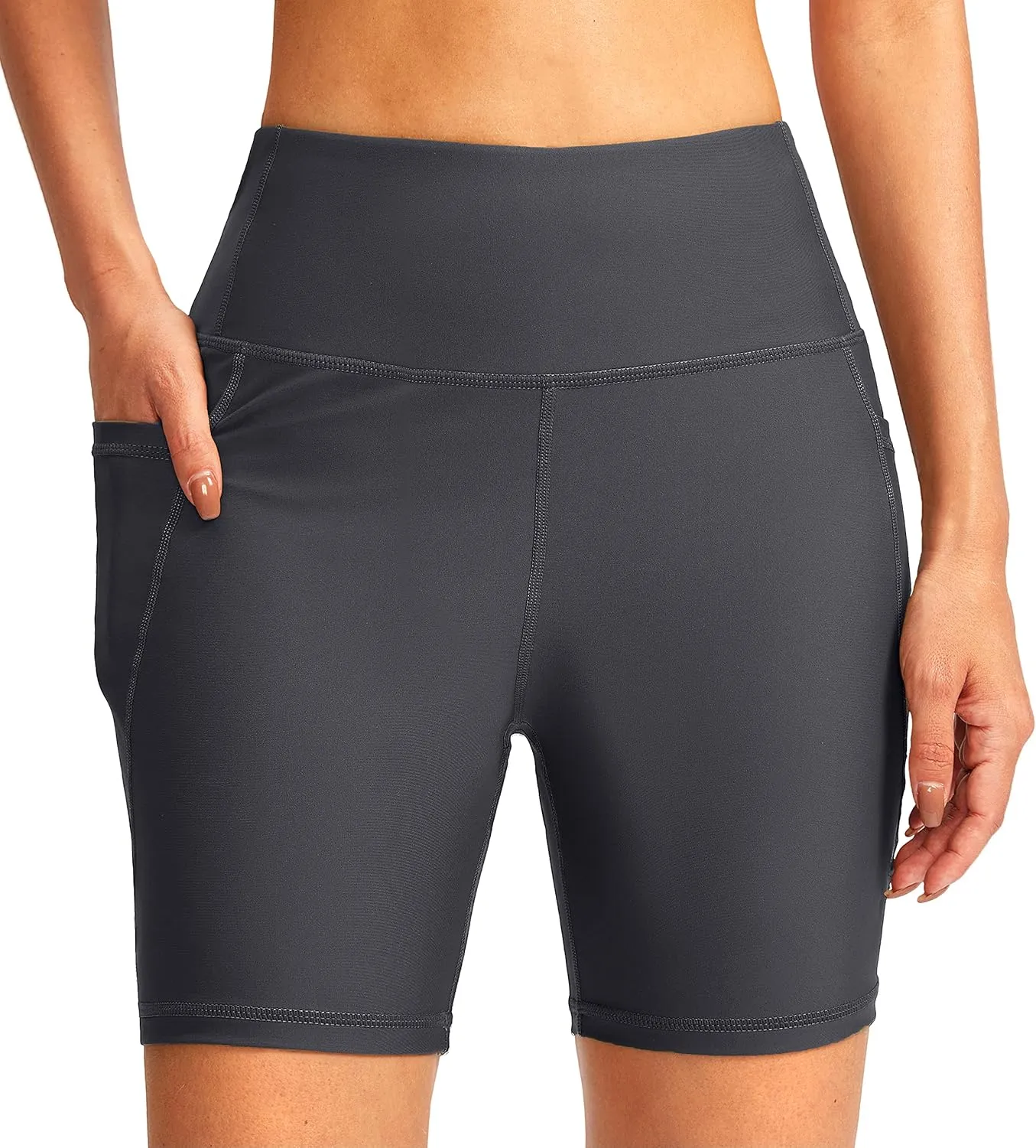 G Gradual Women's 6" High Waisted Swim Board Shorts Tummy Control Quick Dry Bathing Bottoms for Women with Panty Pockets