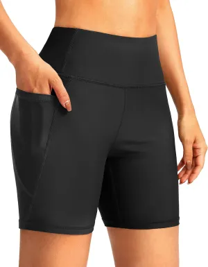 G Gradual Women's 6" High Waisted Swim Board Shorts Tummy Control Quick Dry Bathing Bottoms for Women with Panty Pockets