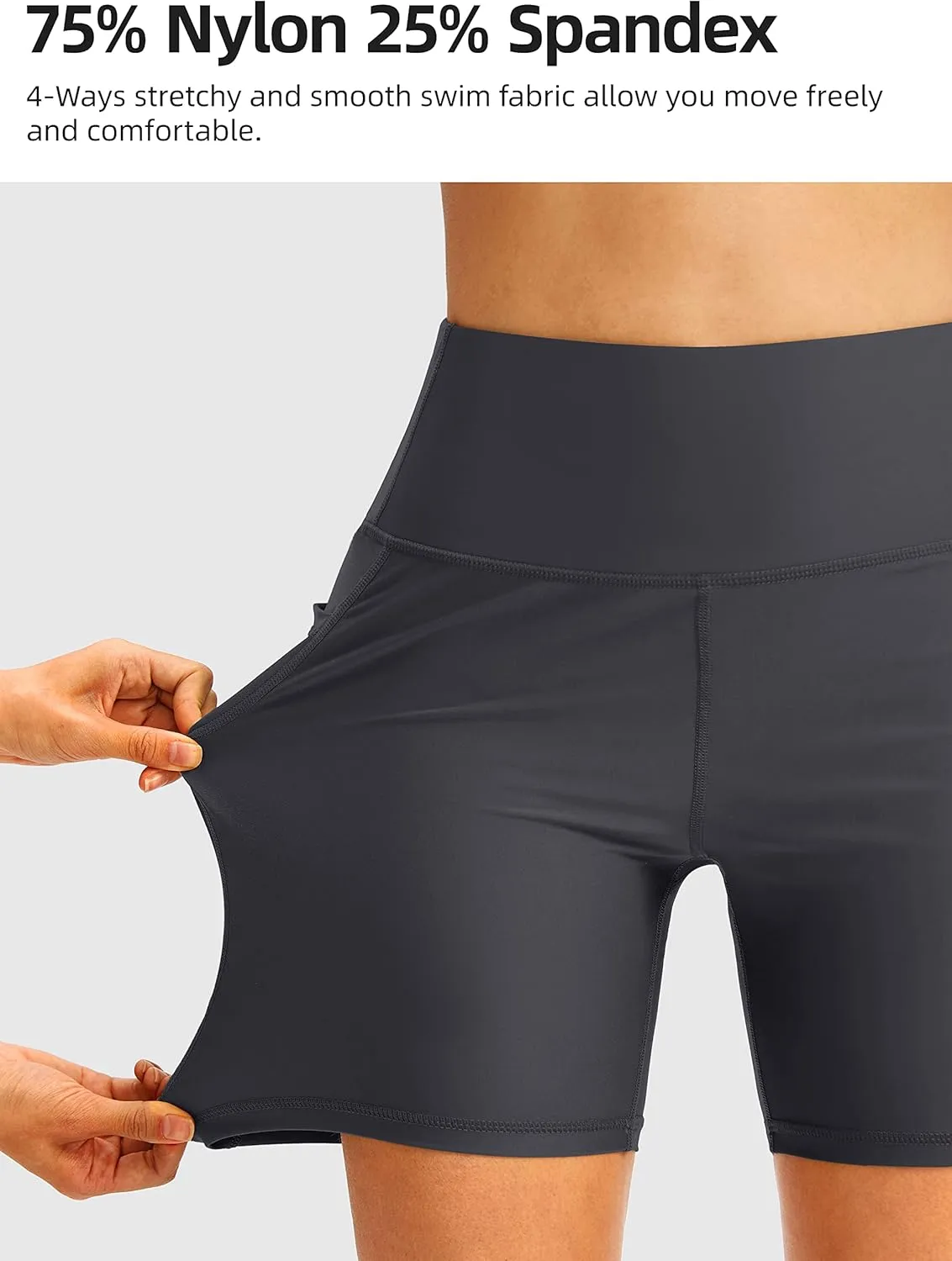 G Gradual Women's 6" High Waisted Swim Board Shorts Tummy Control Quick Dry Bathing Bottoms for Women with Panty Pockets