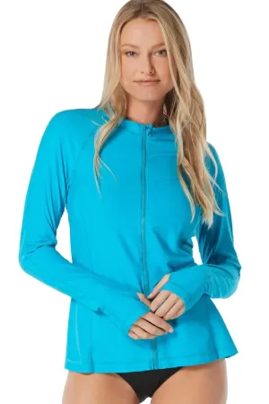 Gabar Long Sleeve Plus Swim Shirt, Cyan (G6C502P)