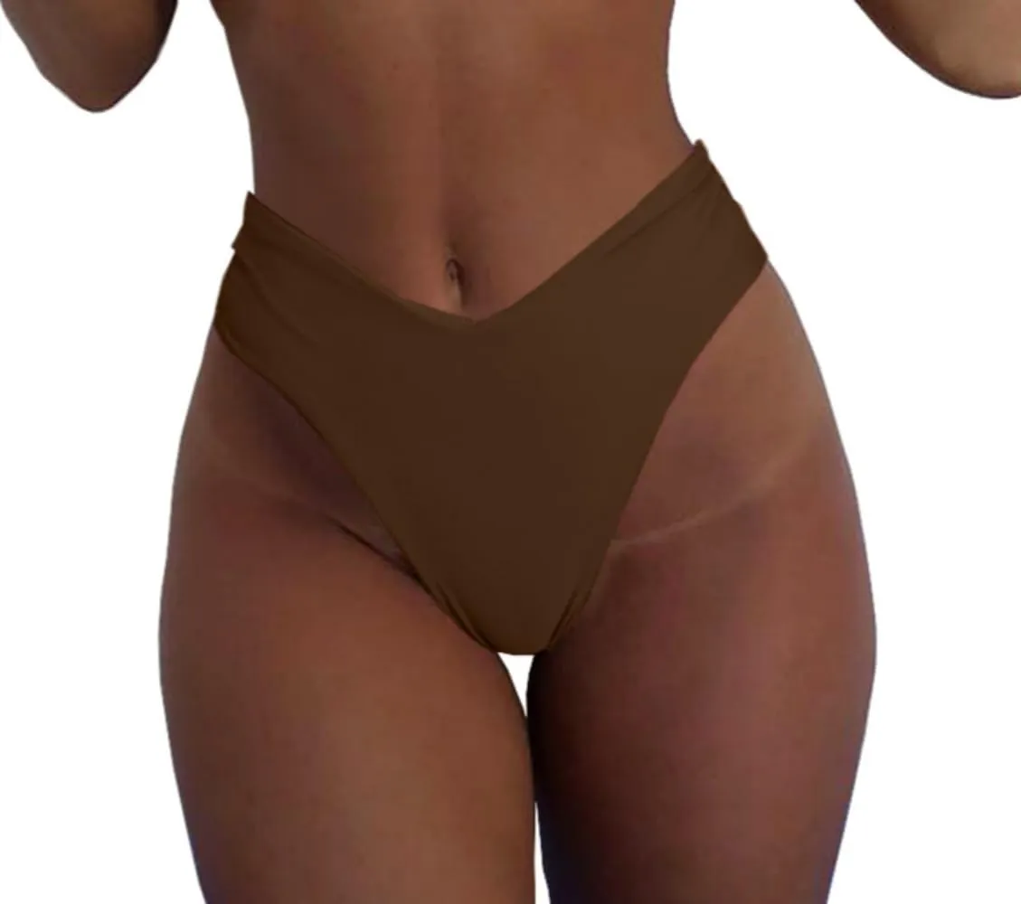 geluboao Women's Bikini Bottom Sexy V Cut High Cut Swimsuit High Waisted Bathing Suit Bottoms