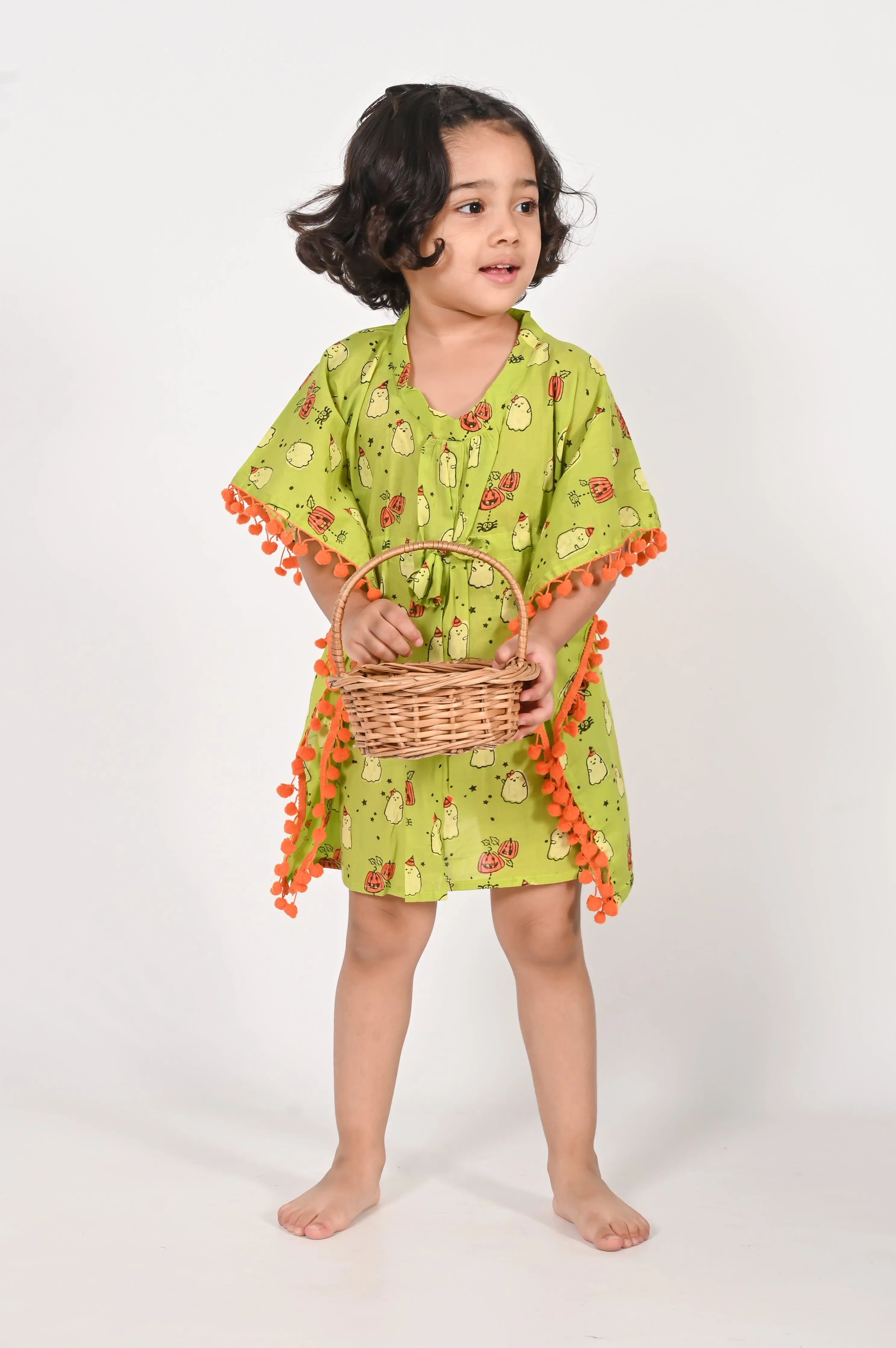 Ghost Print- Green Kaftans for Girls