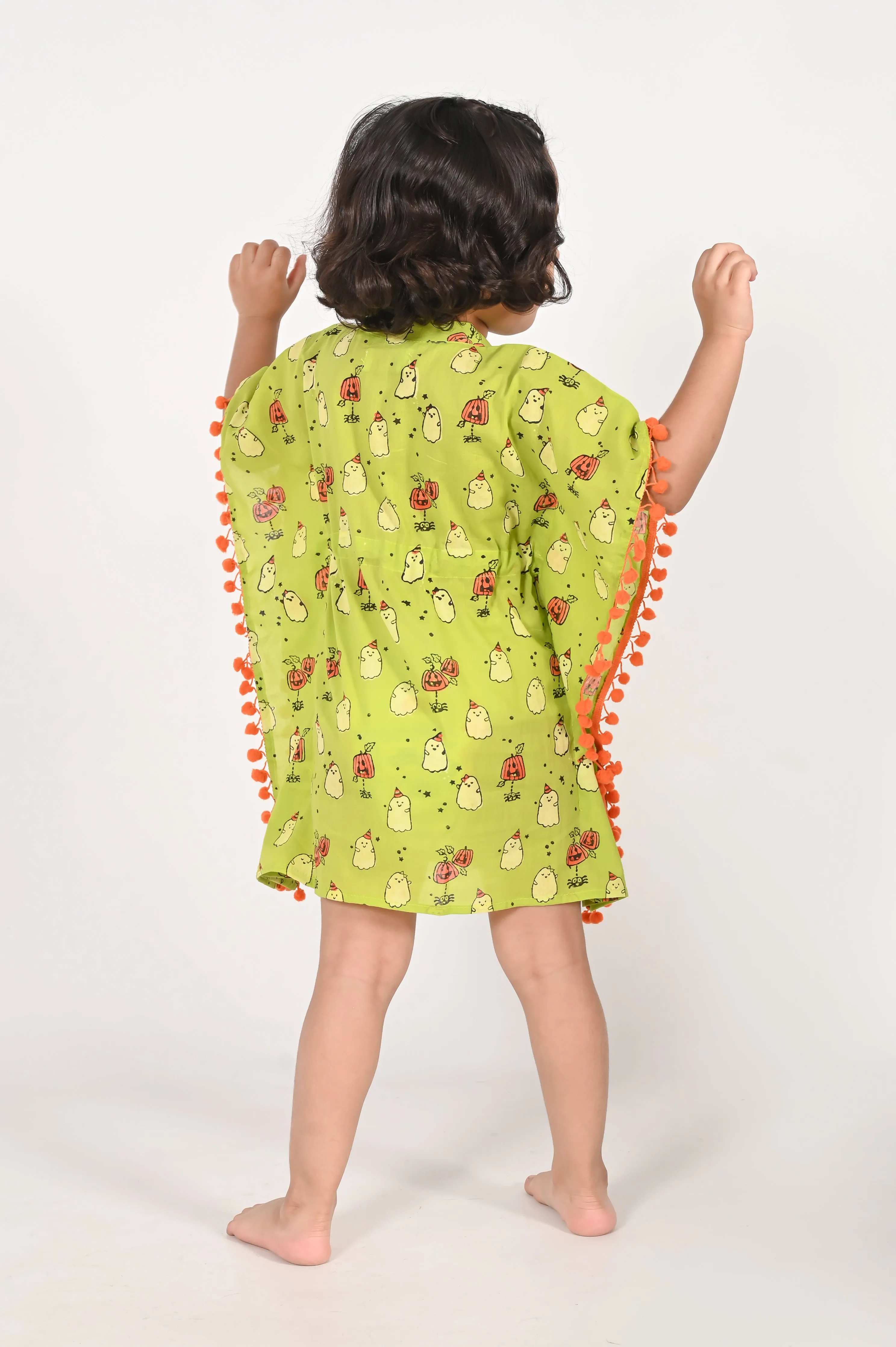 Ghost Print- Green Kaftans for Girls