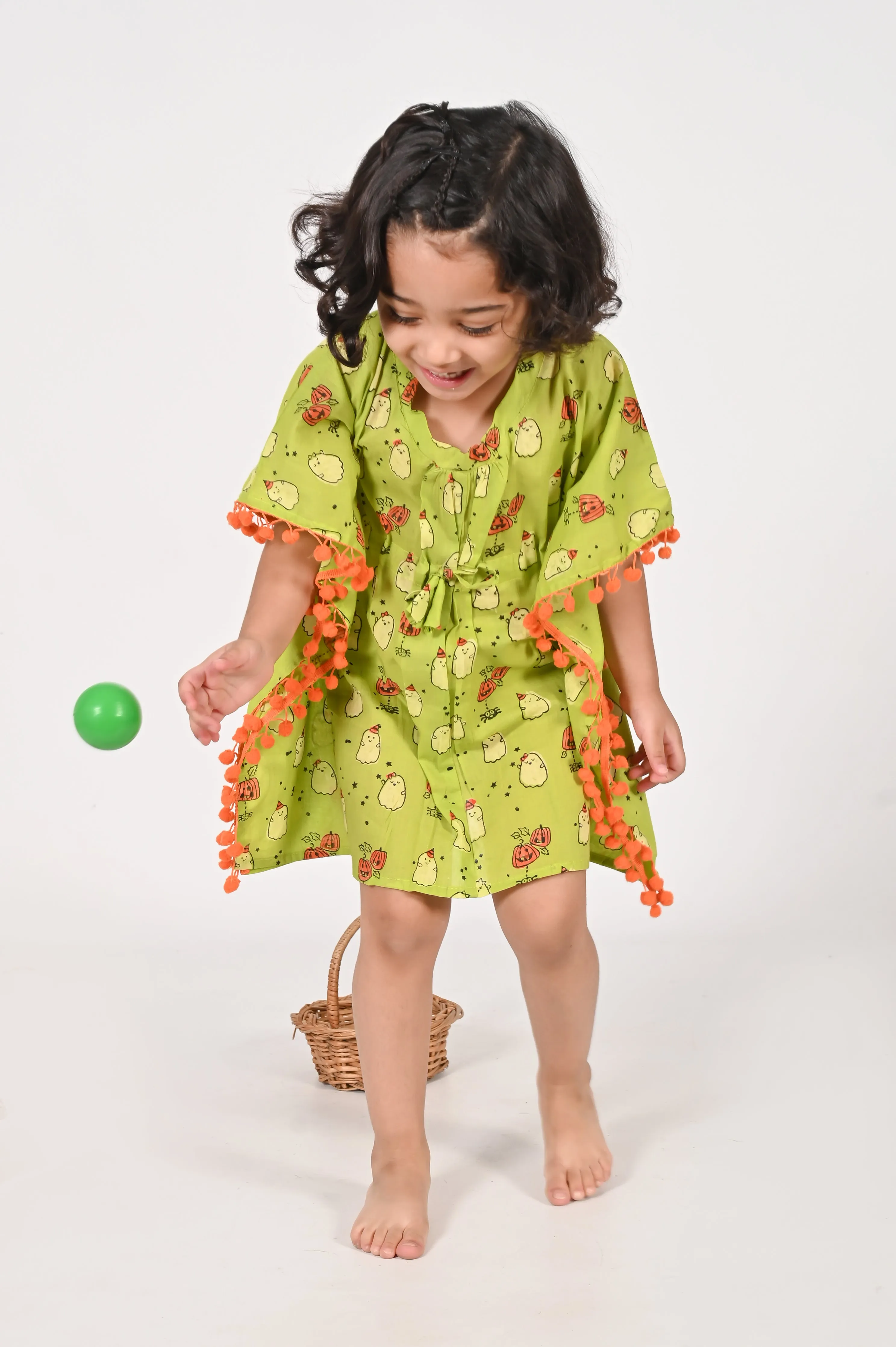 Ghost Print- Green Kaftans for Girls