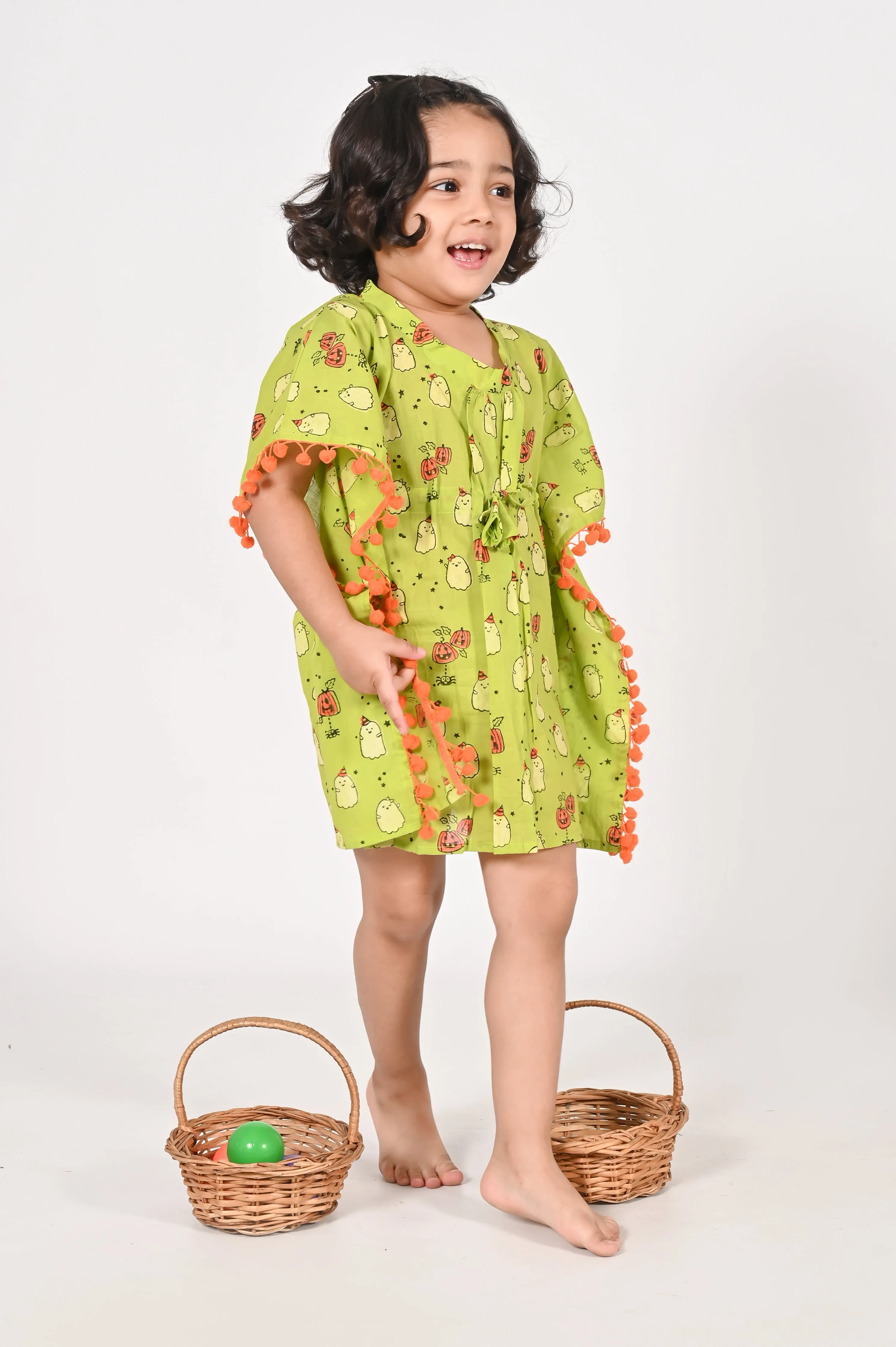 Ghost Print- Green Kaftans for Girls