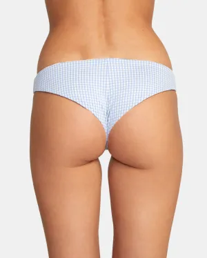 Gingham Reversible Cheeky Bikini Bottoms - Ash Blue