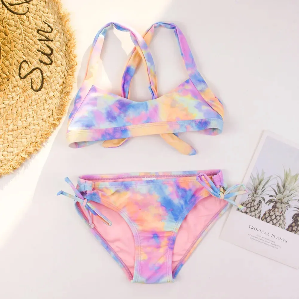 Girl Swimwear Two Pieces Swimsuits Girls Bikini Sets Kids Bathing Suits Children Beach Biquini Girl Bikinis Swimming Wear 6-14Y