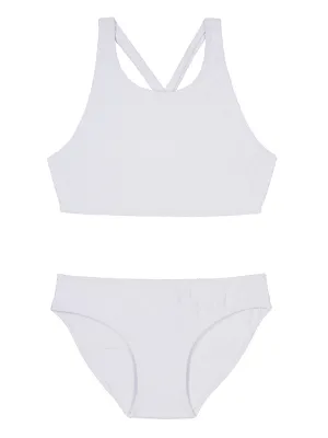 GIRLS' BENIRRAS TOP & BIARRITZ BOTTOMS Bikini Set | White Flower