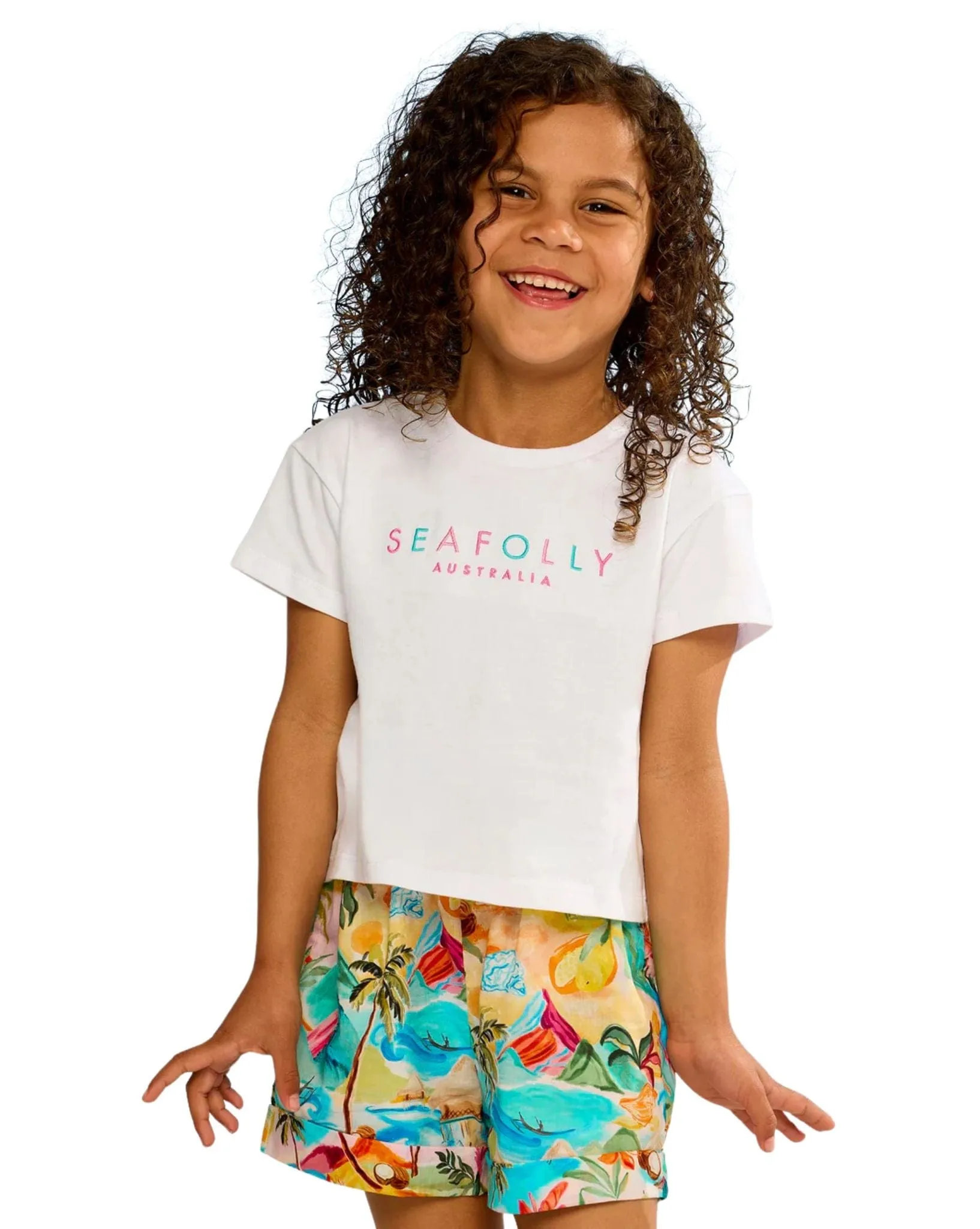 Girls Embroidery Crop Tee