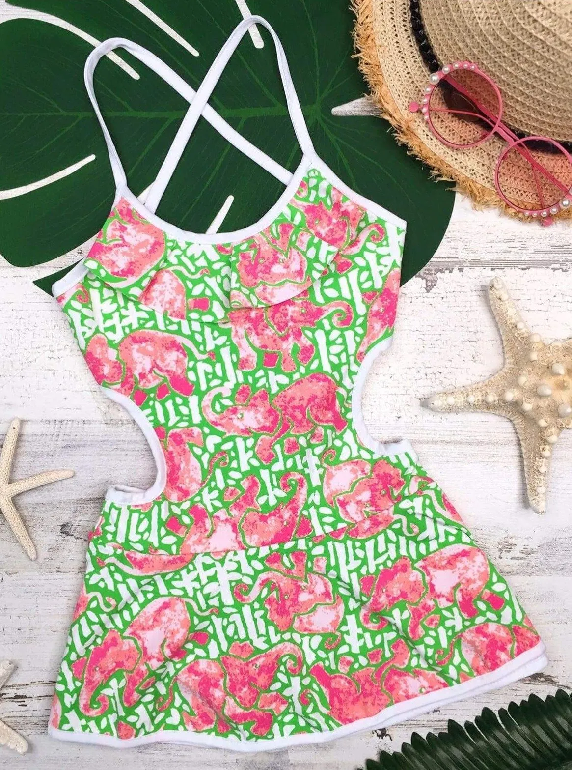 Girls Floating in the Water One Piece Swimsuit