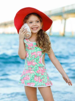 Girls Floating in the Water One Piece Swimsuit