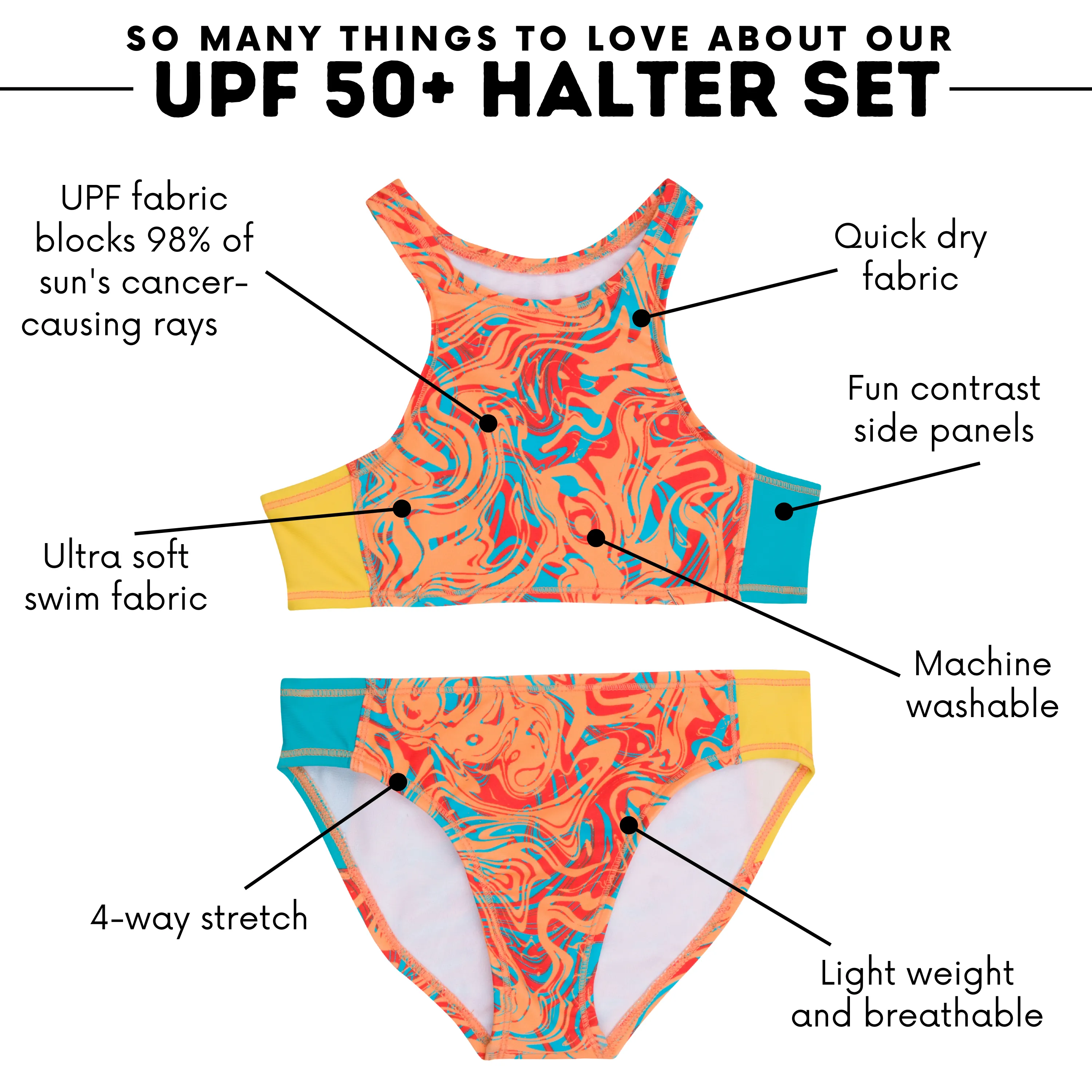 Girls Halter Top Bikini Set (2 Piece) | "Swirl"