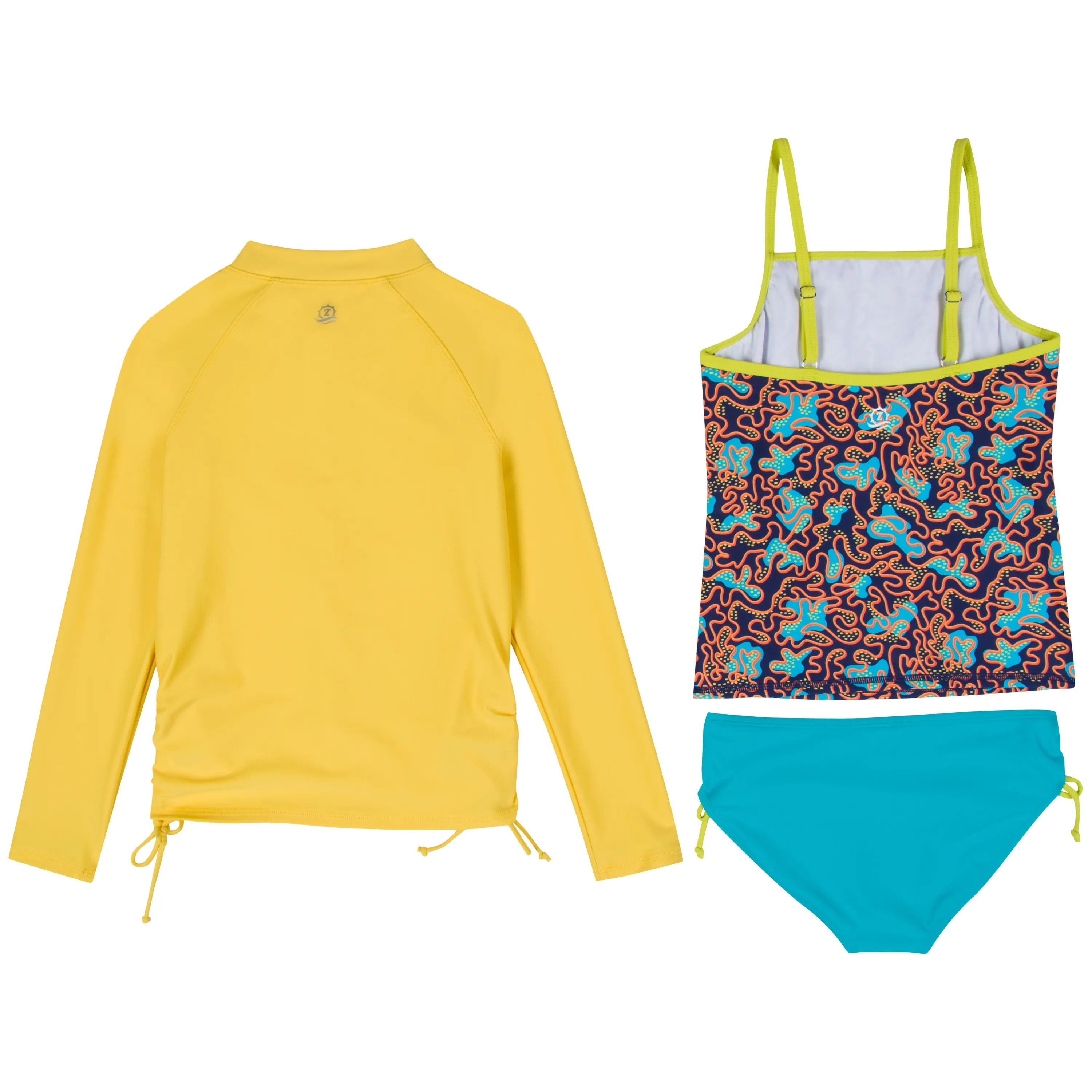 Girls Long Sleeve Rash Guard   Tankini Bikini Set (3 Piece) | "Deep Dive"