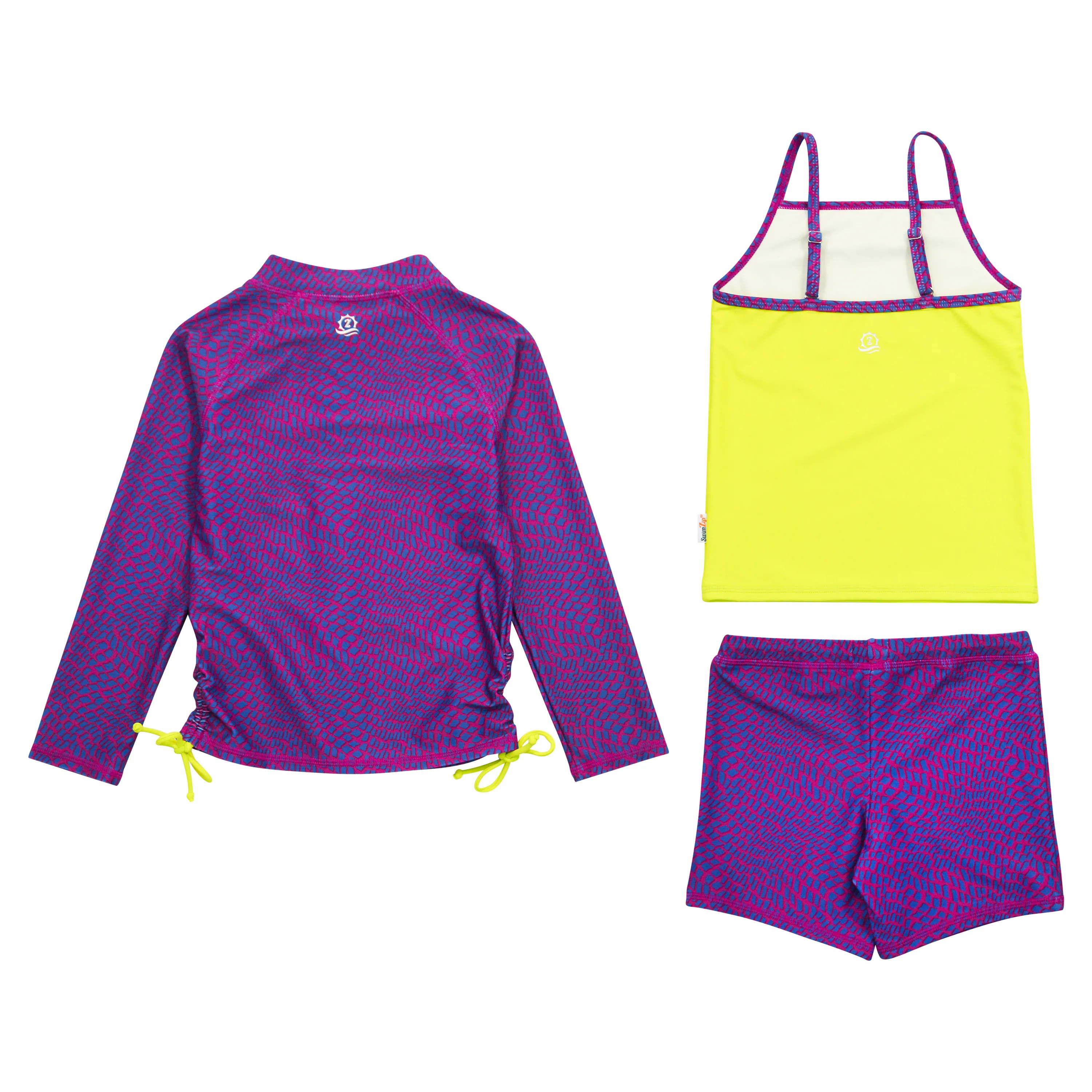 Girls Long Sleeve Rash Guard   Tankini Shorts Set (3 Piece) | "In Disguise"