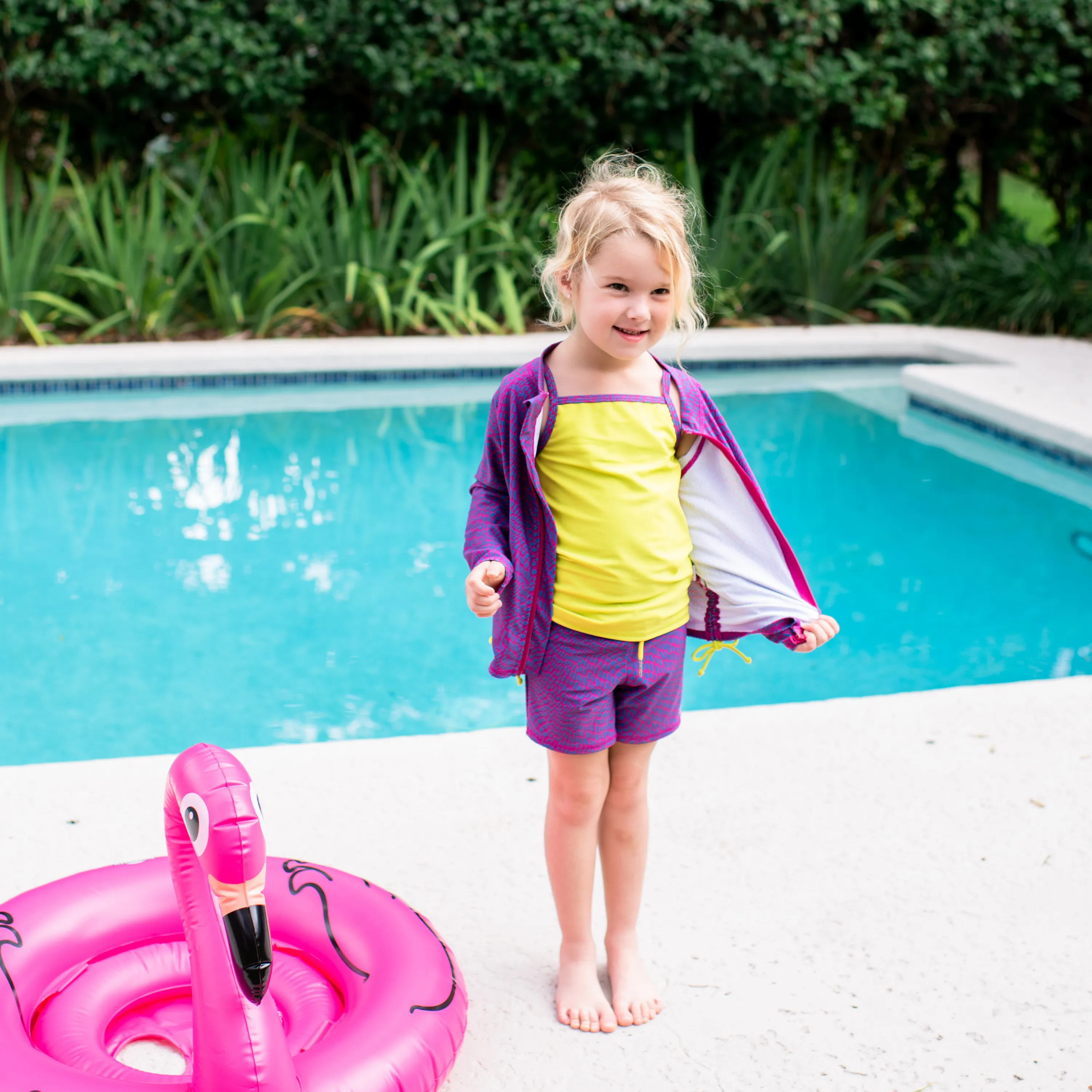 Girls Long Sleeve Rash Guard   Tankini Shorts Set (3 Piece) | "In Disguise"