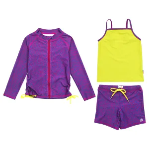 Girls Long Sleeve Rash Guard   Tankini Shorts Set (3 Piece) | "In Disguise"