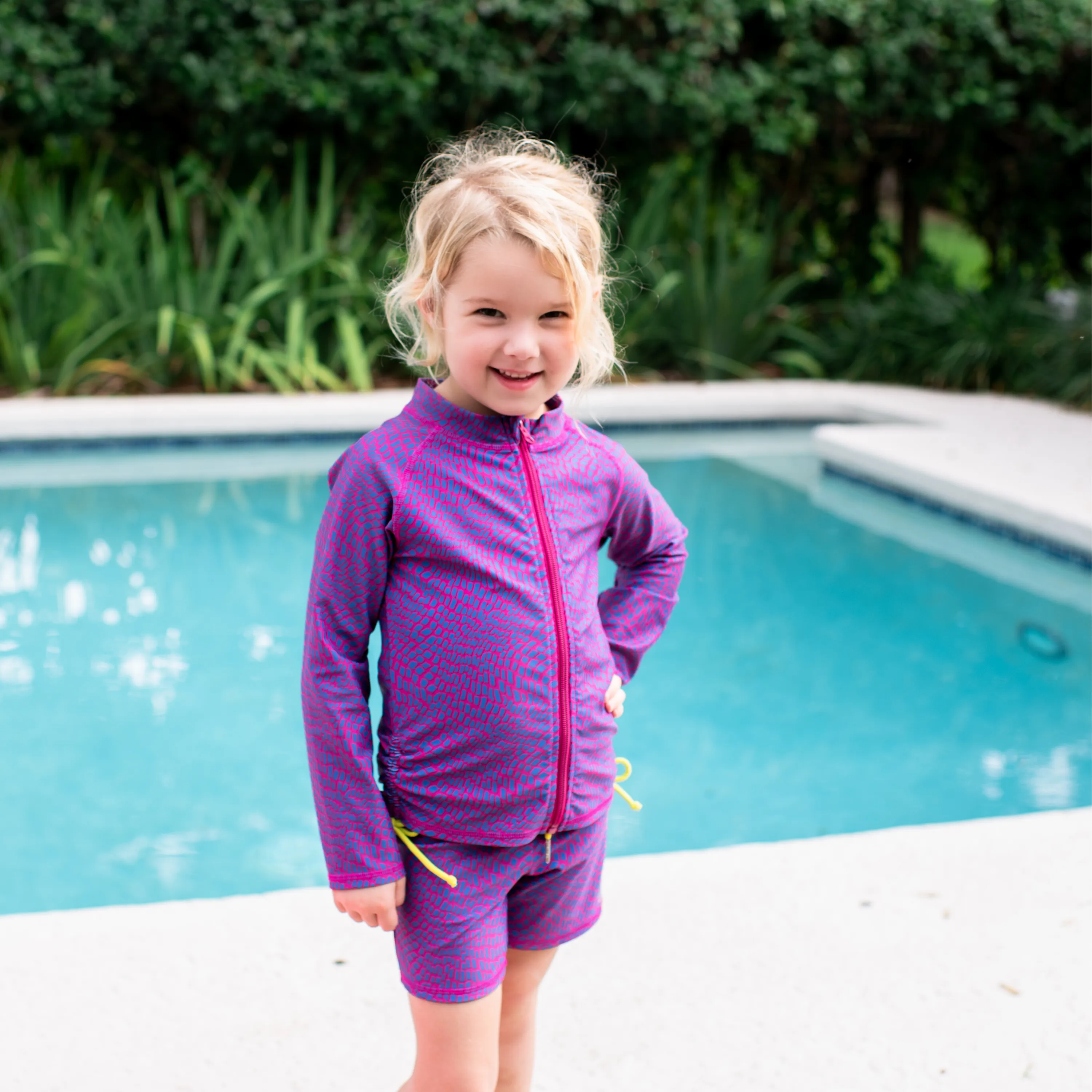 Girls Long Sleeve Rash Guard   Tankini Shorts Set (3 Piece) | "In Disguise"