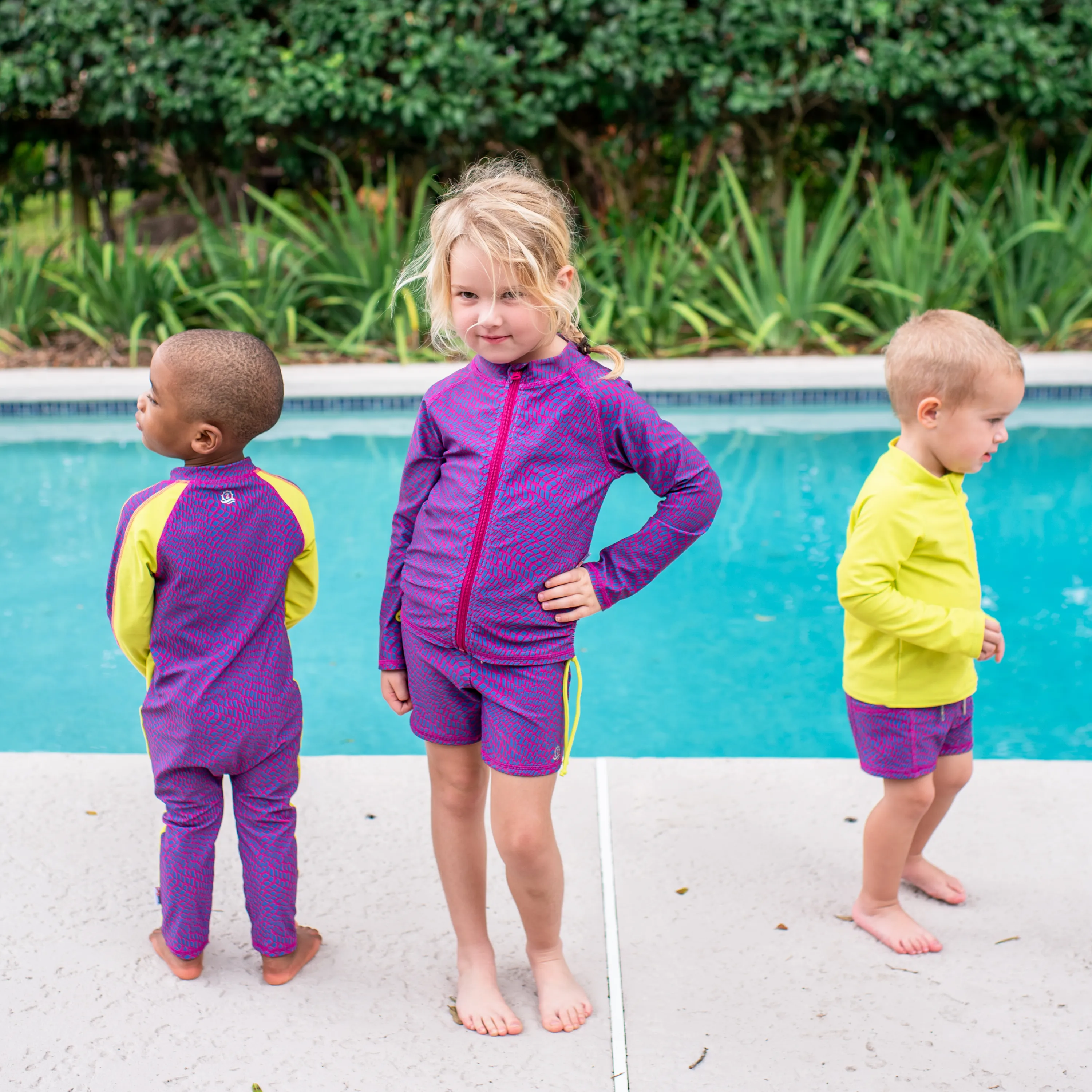 Girls Long Sleeve Rash Guard   Tankini Shorts Set (3 Piece) | "In Disguise"