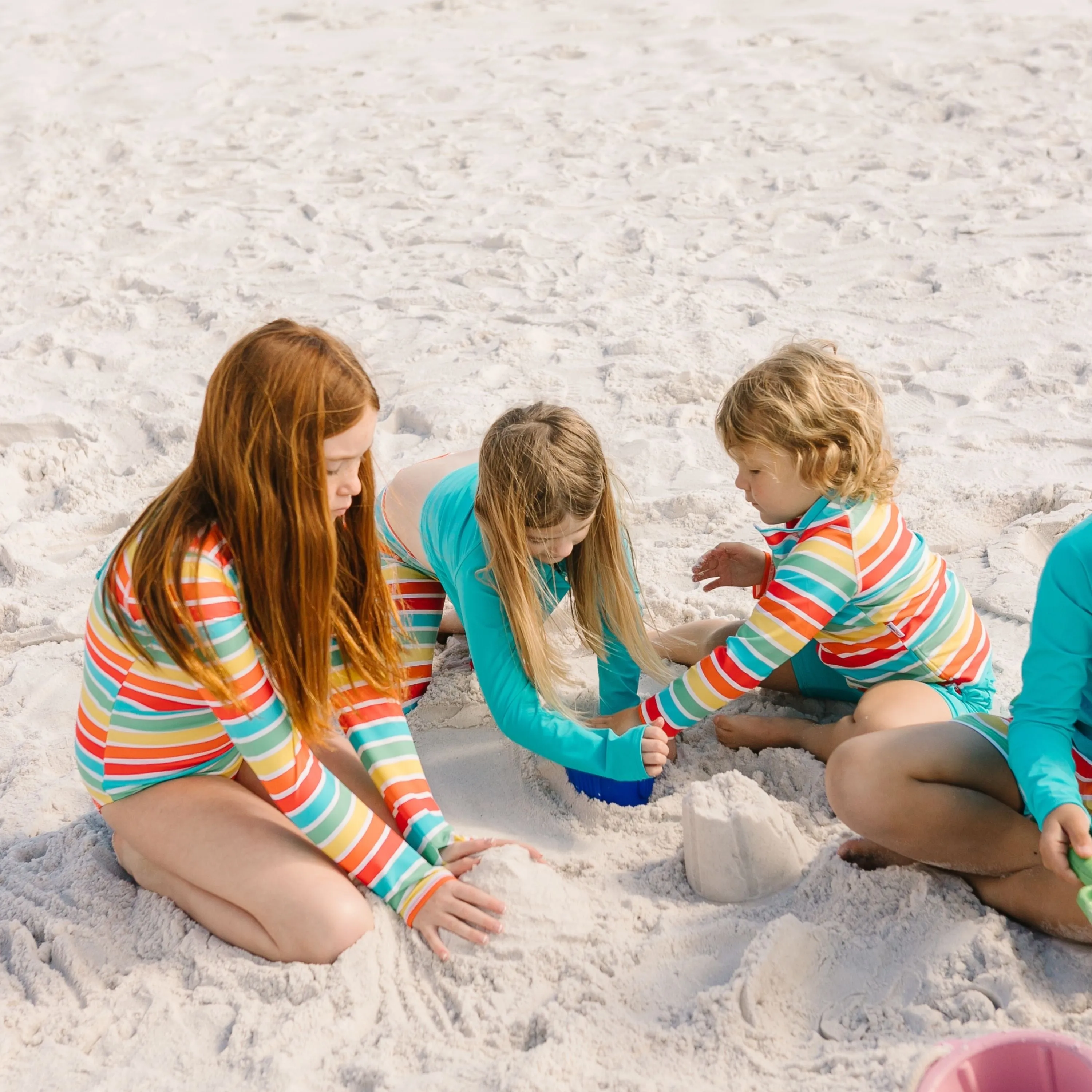 Girls Long Sleeve Rash Guard   Tankini Shorts Set (3 Piece) | "Rainbow"