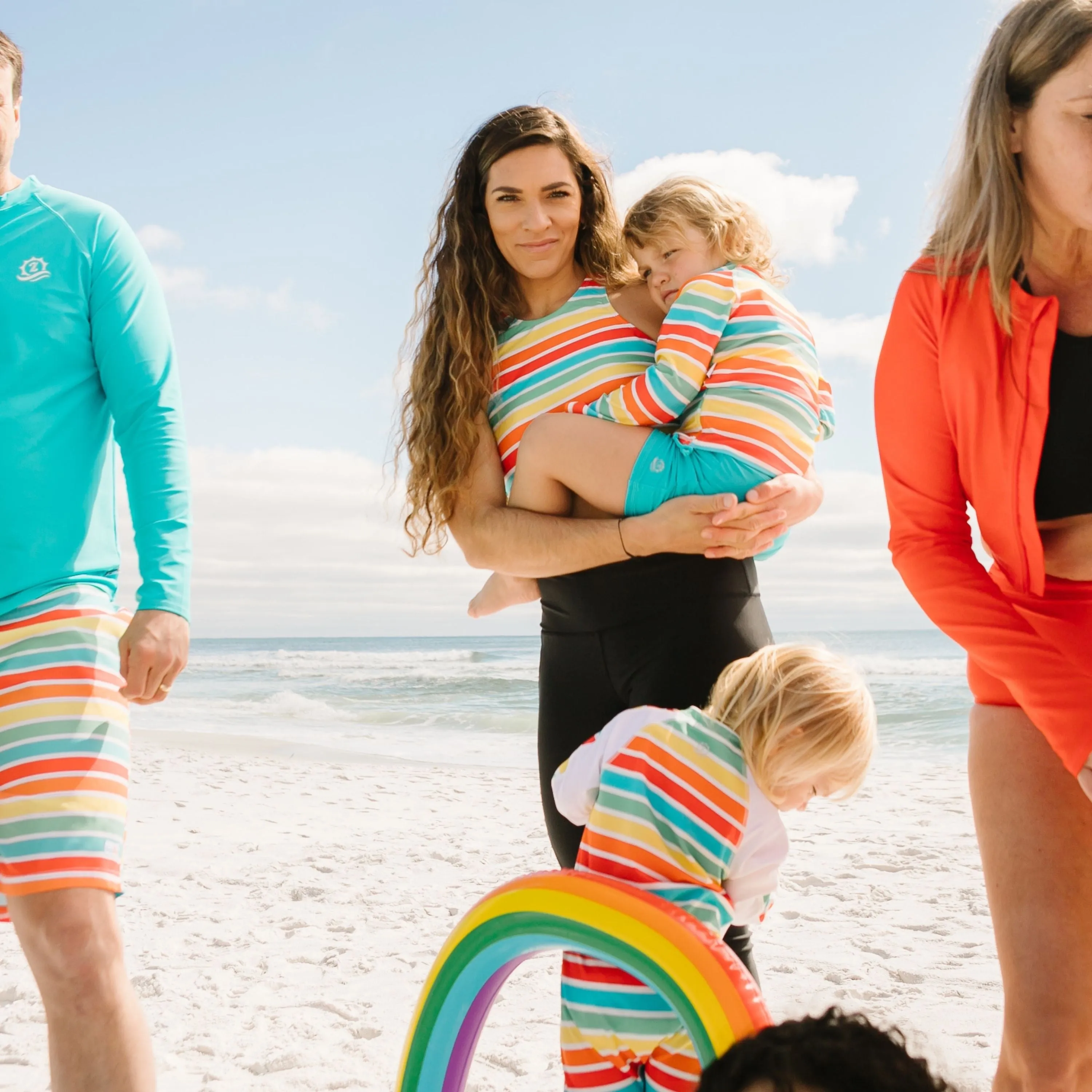 Girls Long Sleeve Rash Guard   Tankini Shorts Set (3 Piece) | "Rainbow"
