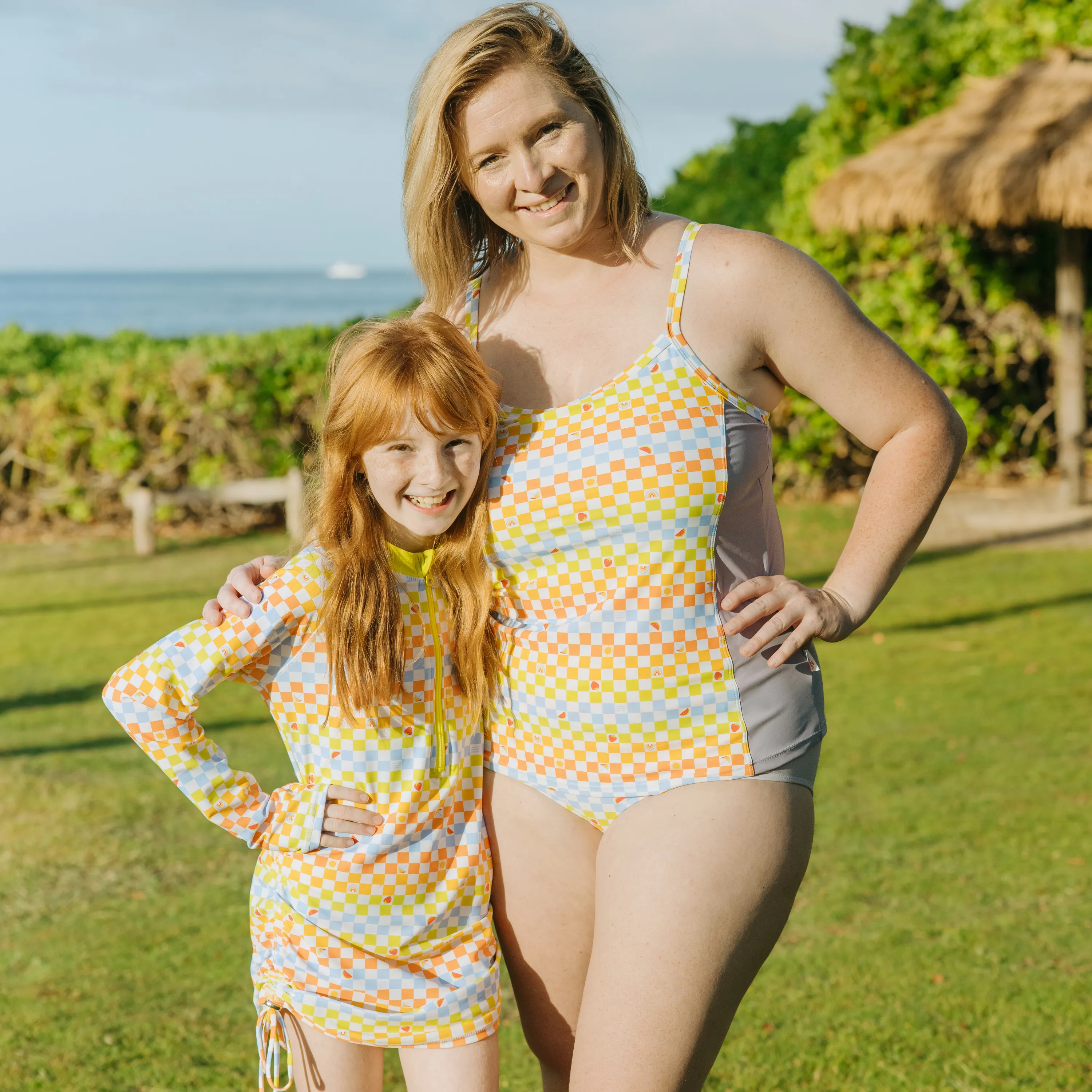 Girls Long Sleeve Swim Dress Cover Up | "Gamified"