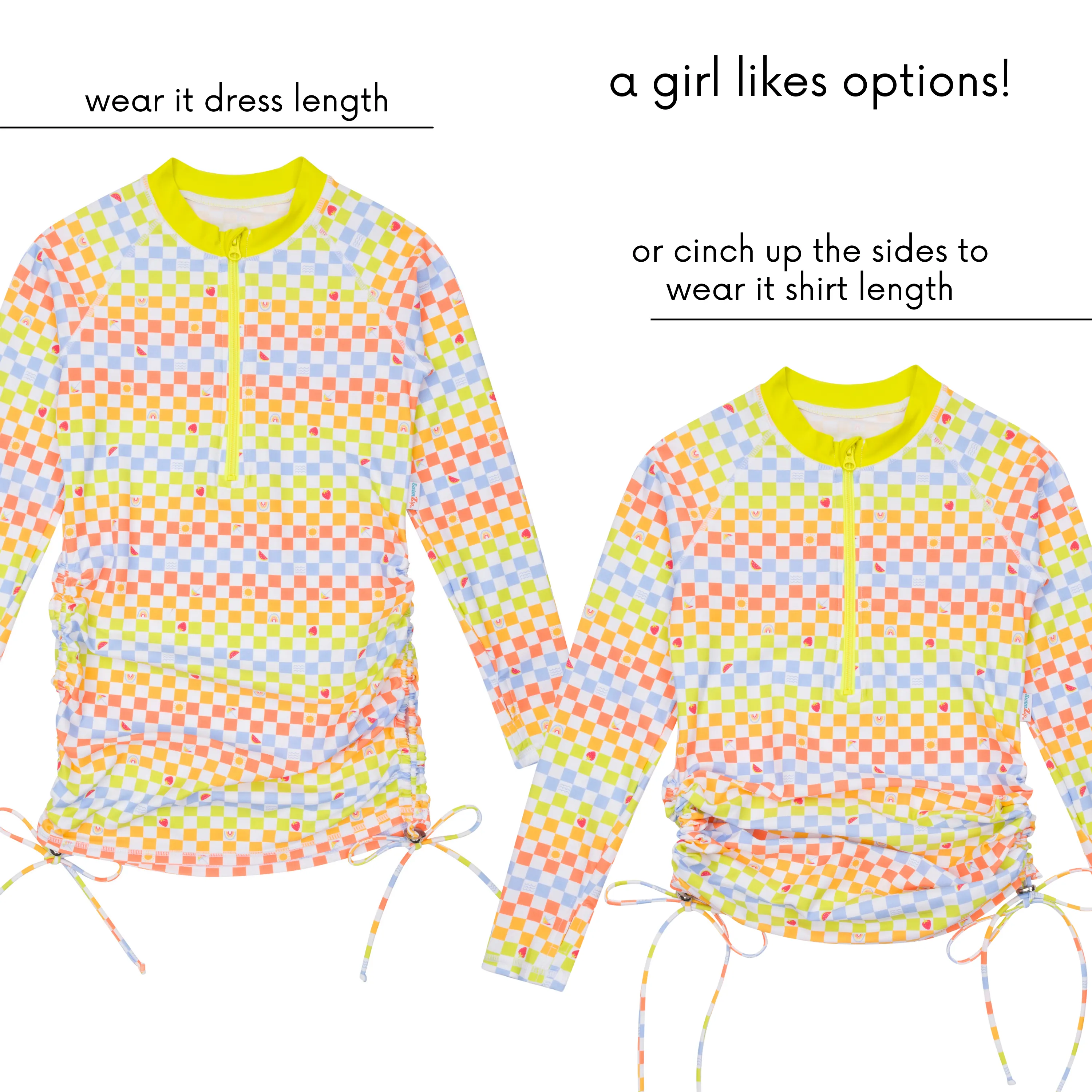 Girls Long Sleeve Swim Dress Cover Up | "Gamified"