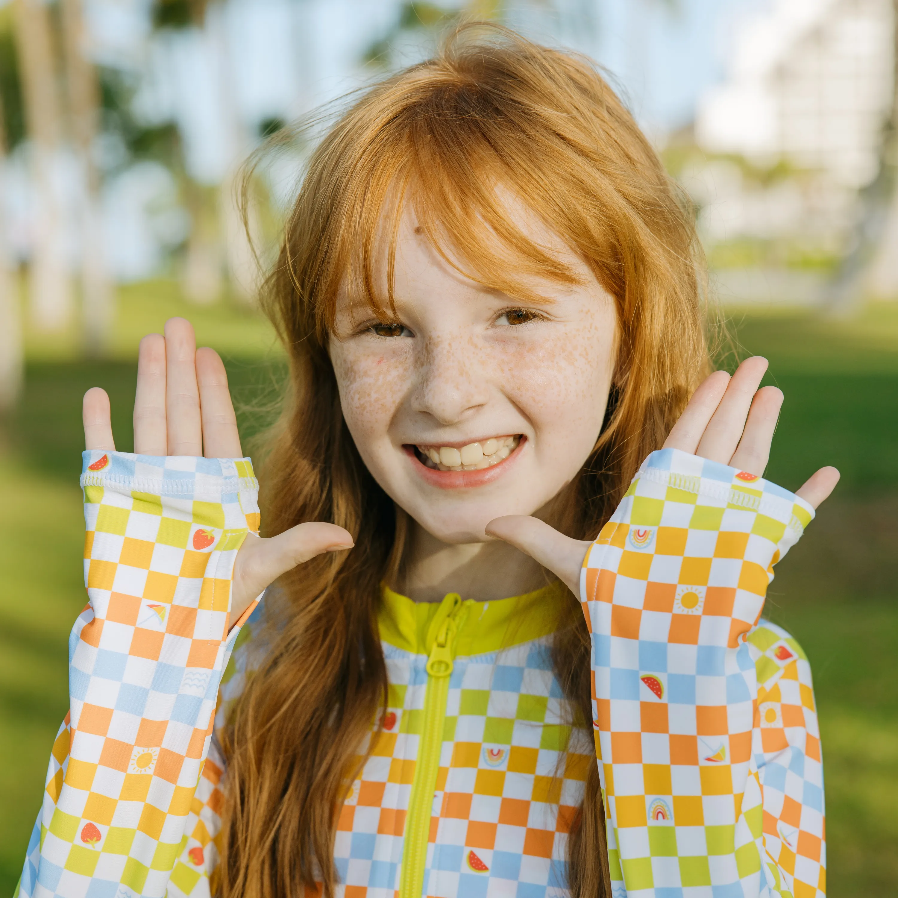 Girls Long Sleeve Swim Dress Cover Up | "Gamified"
