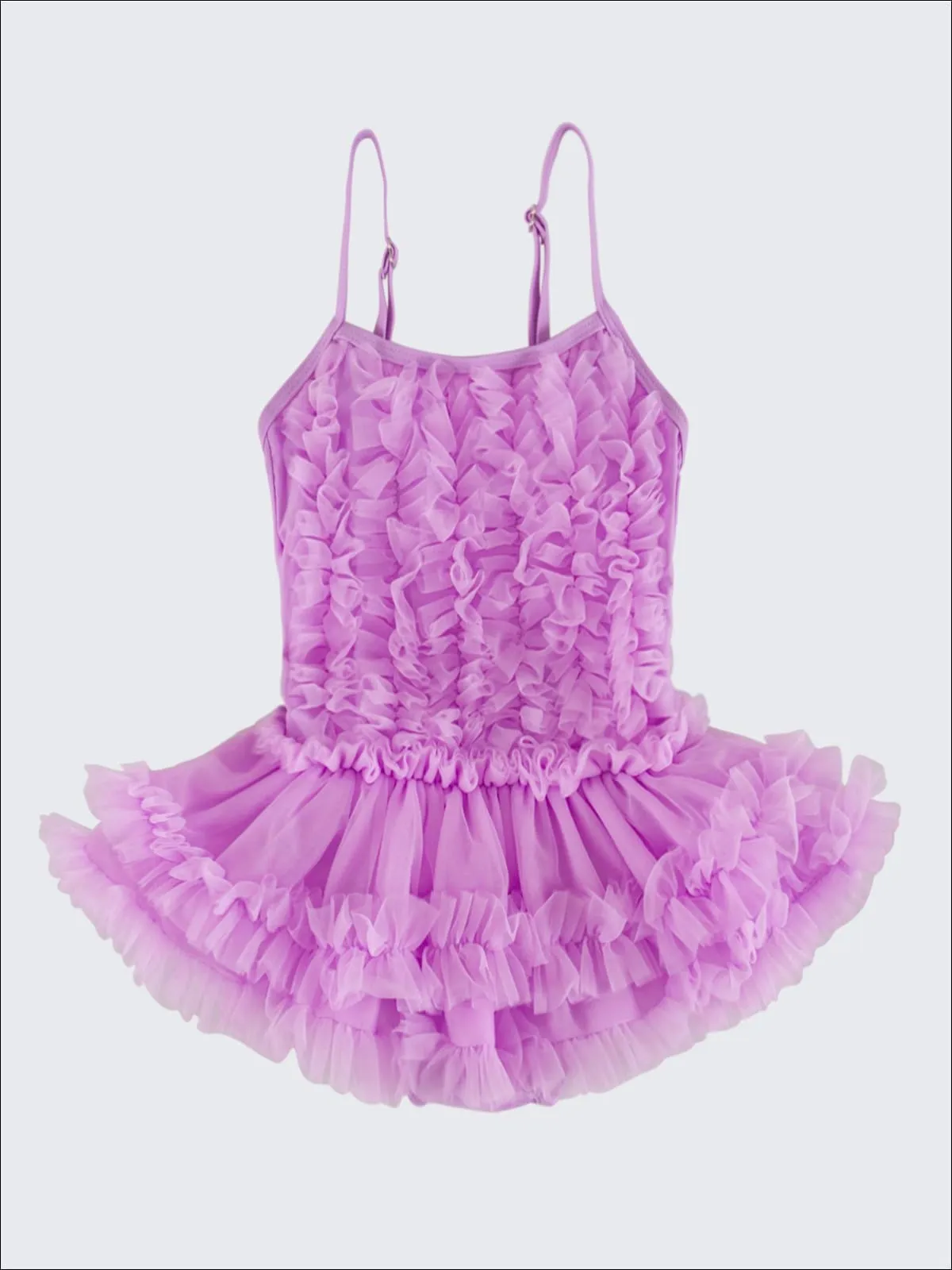Girls Mesh Ruffled Skirted Tutu One Piece Swimsuit