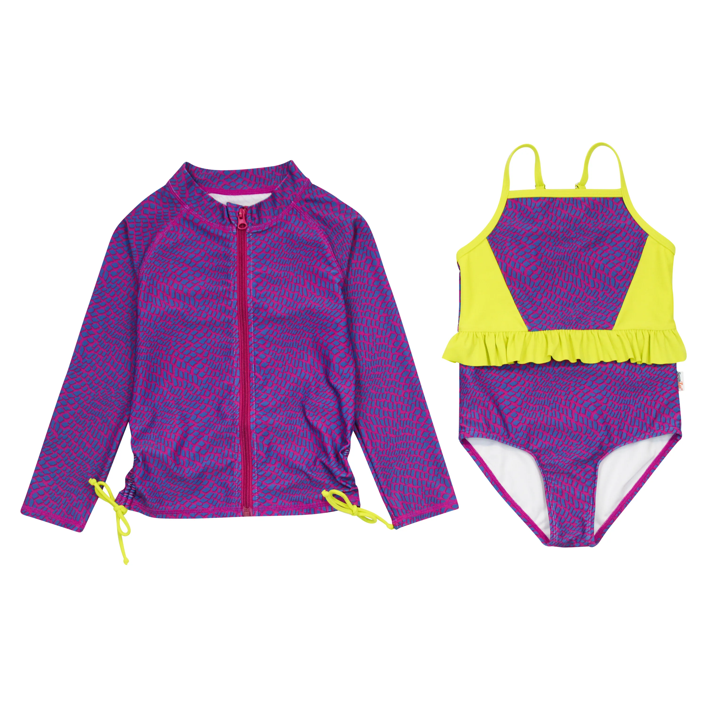 Girls One-Piece Swimsuit   Long Sleeve Rash Guard Set (2 Piece) | "In Disguise"