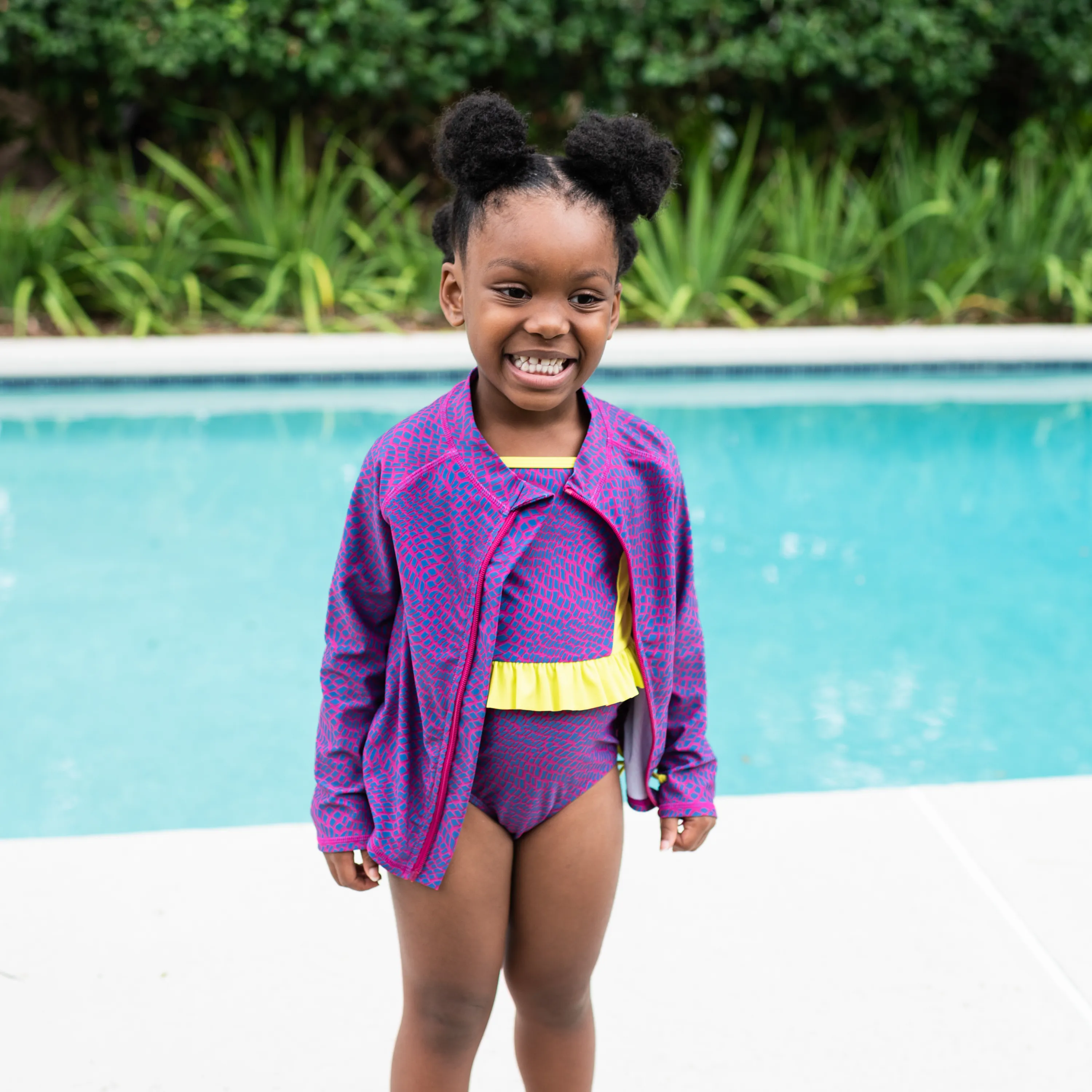 Girls One-Piece Swimsuit   Long Sleeve Rash Guard Set (2 Piece) | "In Disguise"