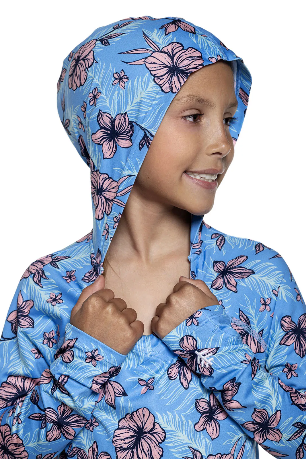 Girl's Seacoast Swim Cover-Up Dress | Clear Sky Blue TROPICAL DAZE