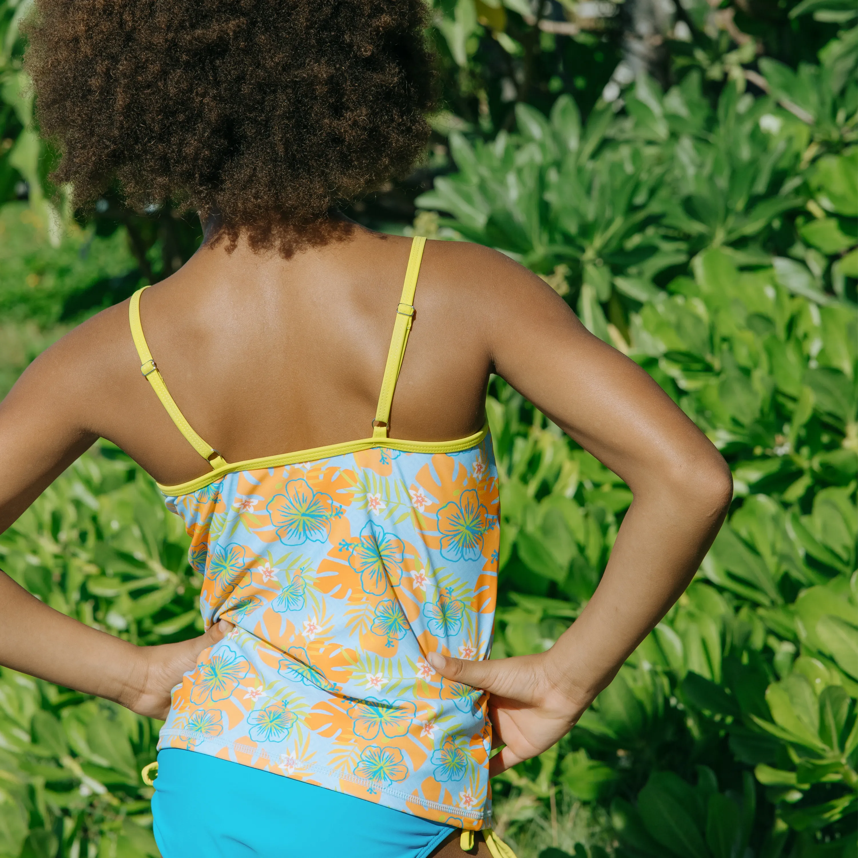 Girls Short Sleeve Rash Guard   Tankini Bikini Set (3 Piece) | "Groovy”