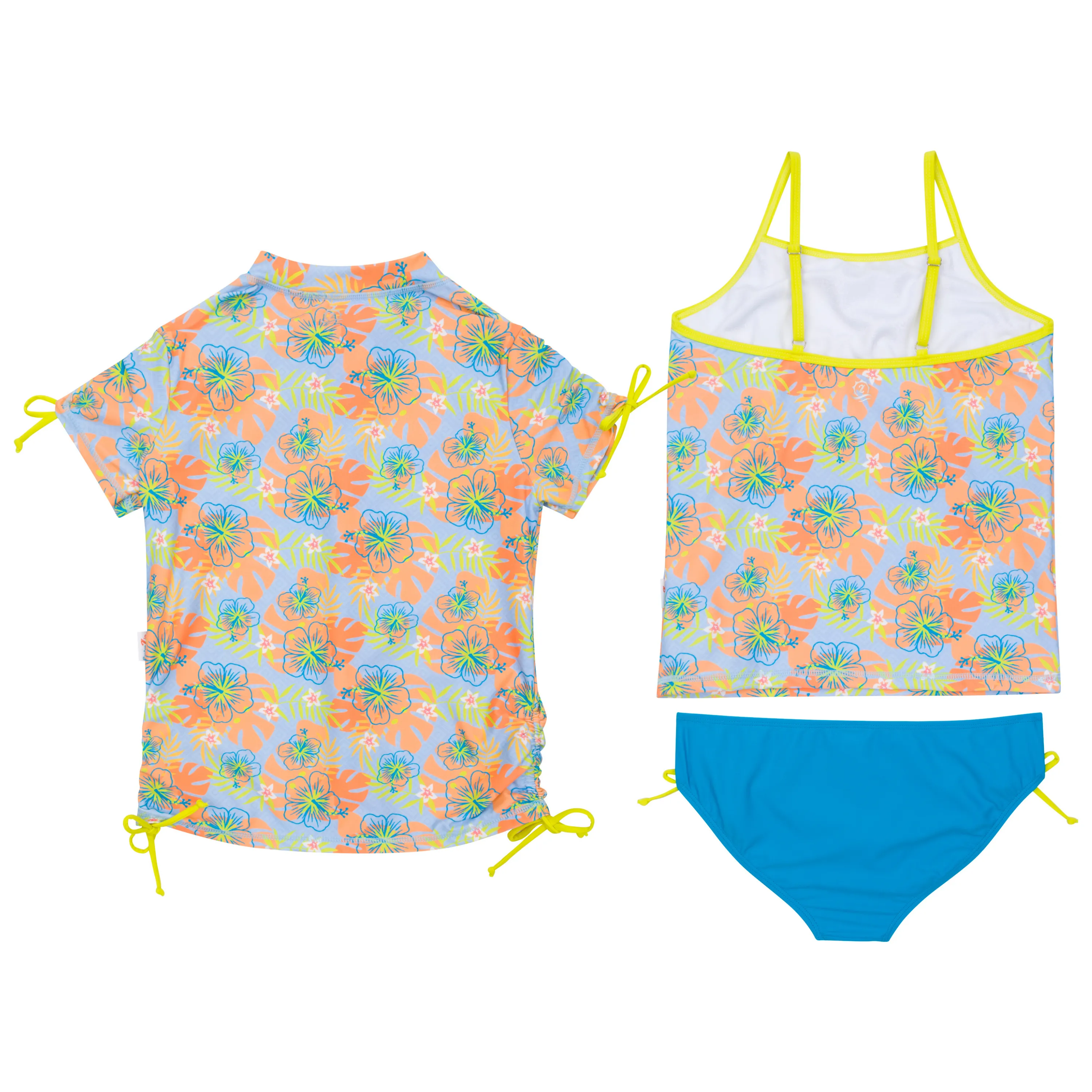 Girls Short Sleeve Rash Guard   Tankini Bikini Set (3 Piece) | "Groovy”