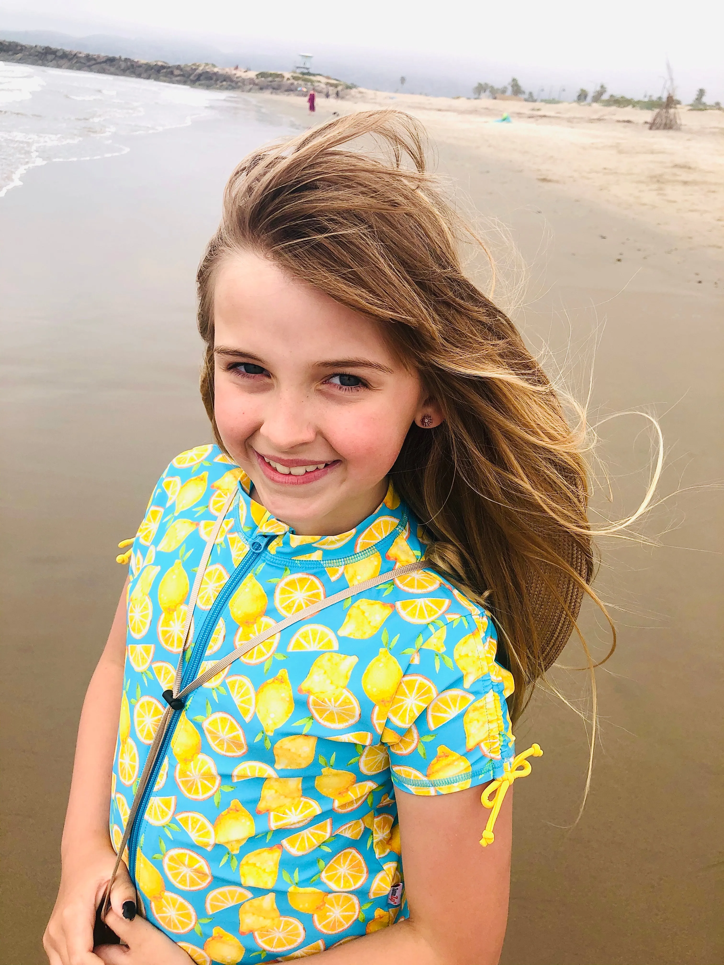 Girls Short Sleeve Rash Guard   Tankini Bikini Set (3 Piece) | "Lemons”