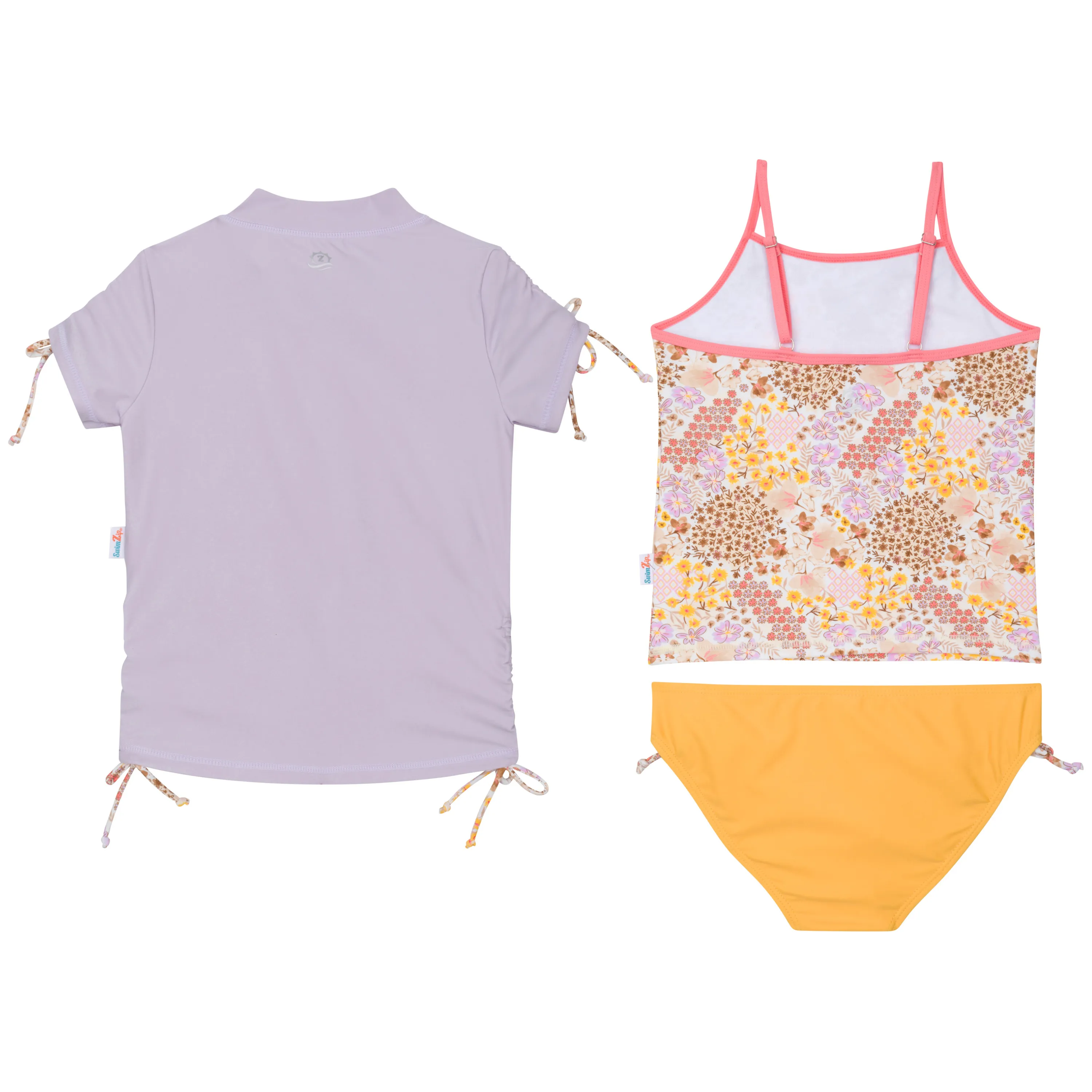 Girls Short Sleeve Rash Guard   Tankini Bikini Set (3 Piece) | "Meadows”