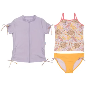 Girls Short Sleeve Rash Guard   Tankini Bikini Set (3 Piece) | "Meadows”