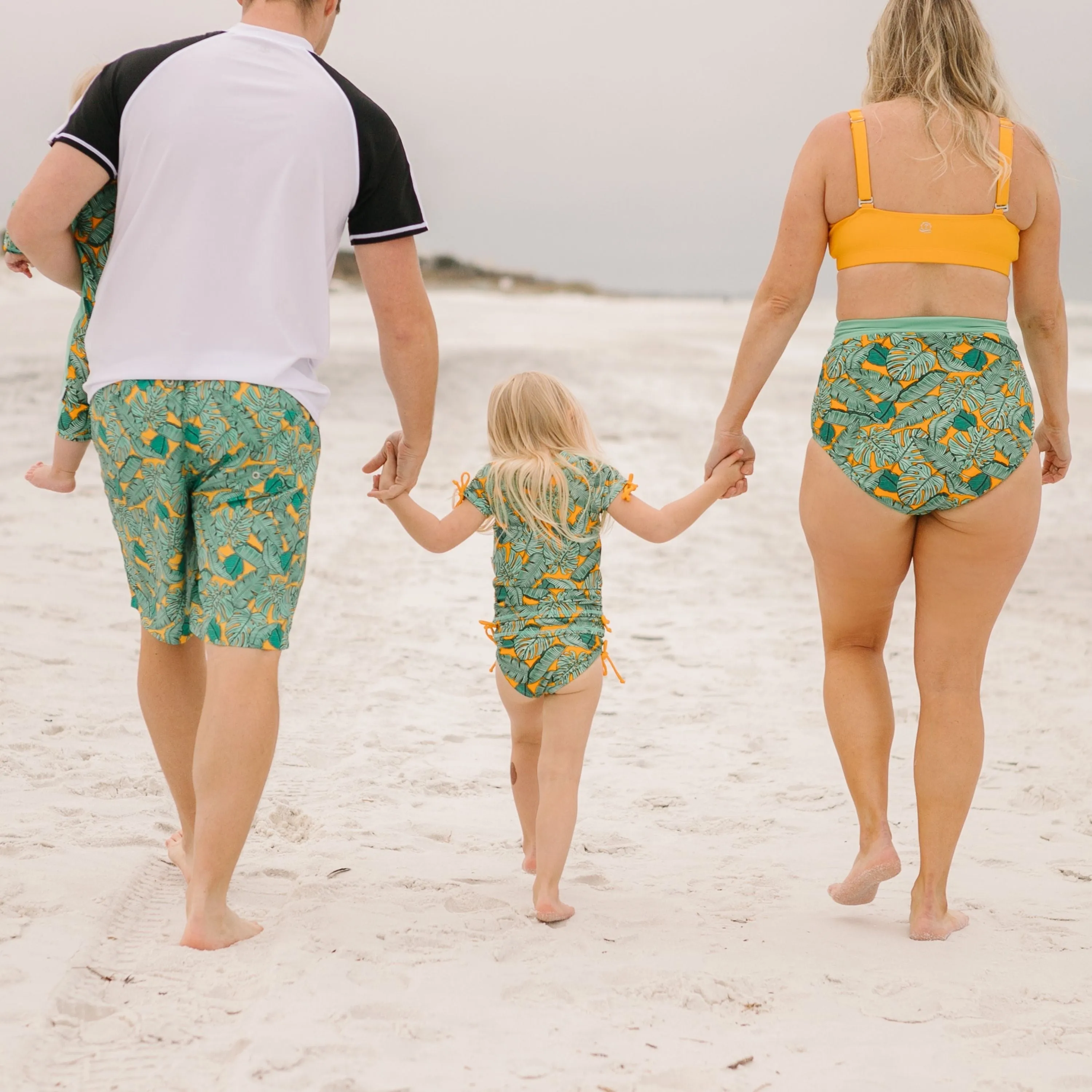 Girls Short Sleeve Rash Guard   Tankini Bikini Set (3 Piece) | "The Tropics”