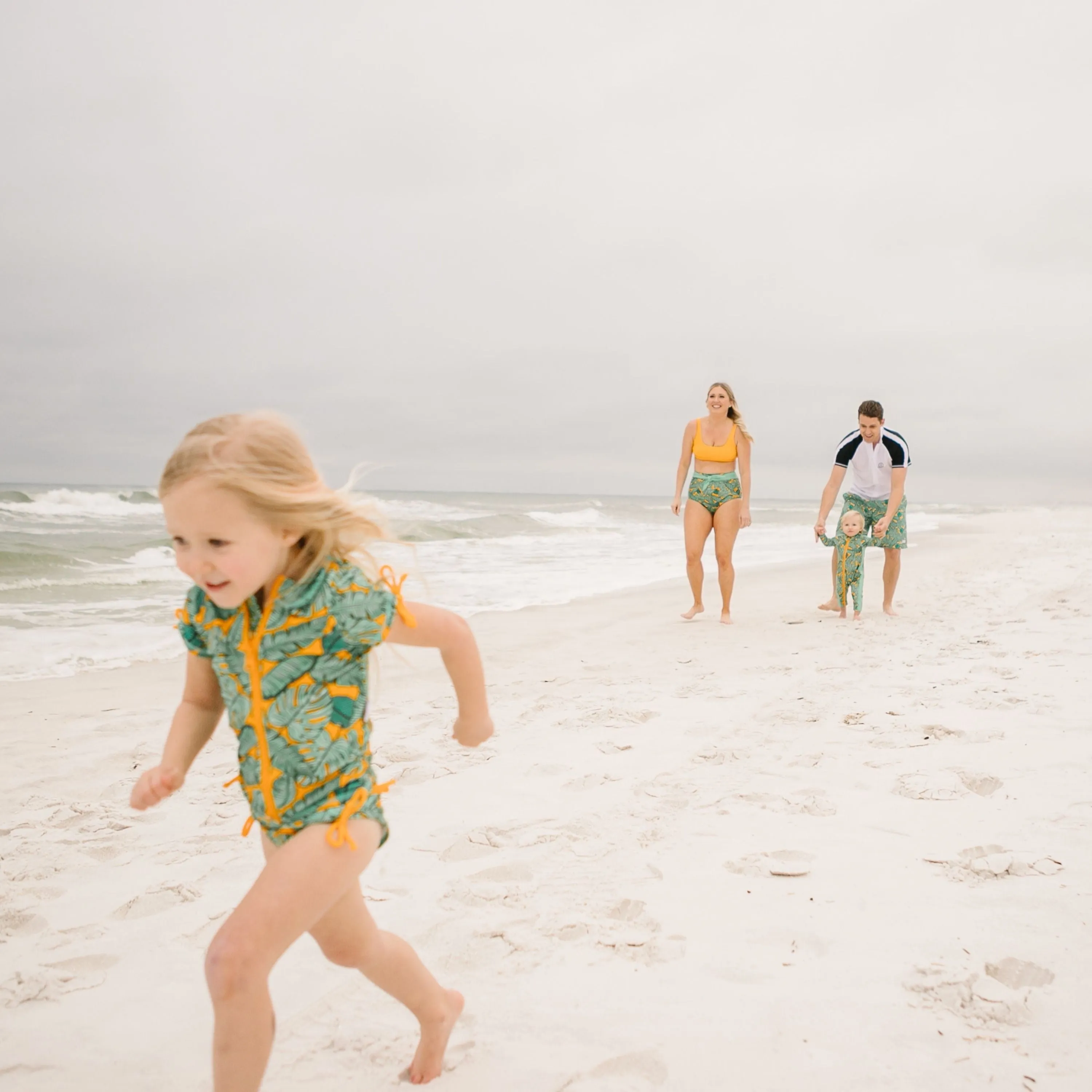 Girls Short Sleeve Rash Guard   Tankini Bikini Set (3 Piece) | "The Tropics”